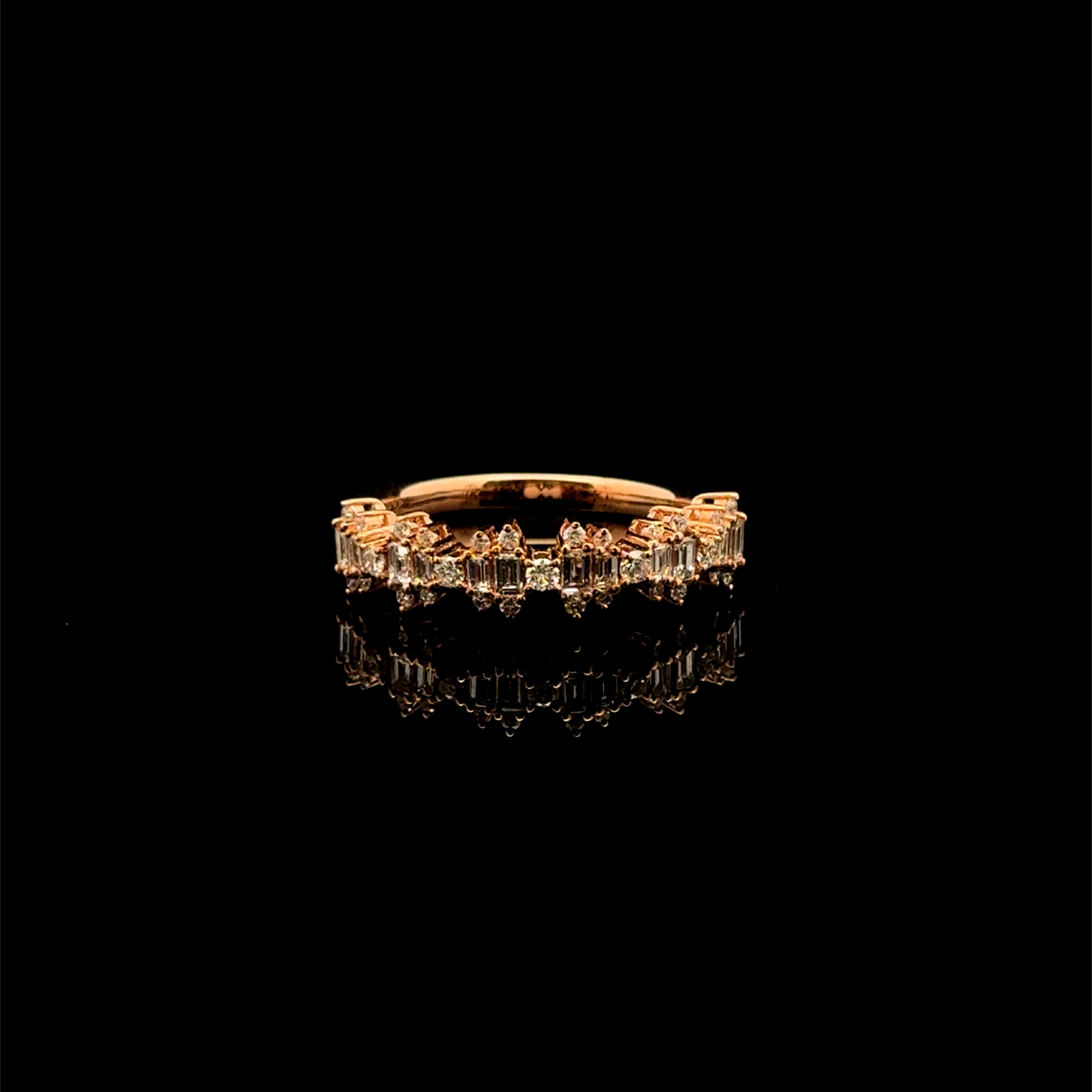 Diamond Multi-Row Band Rose Gold Ring