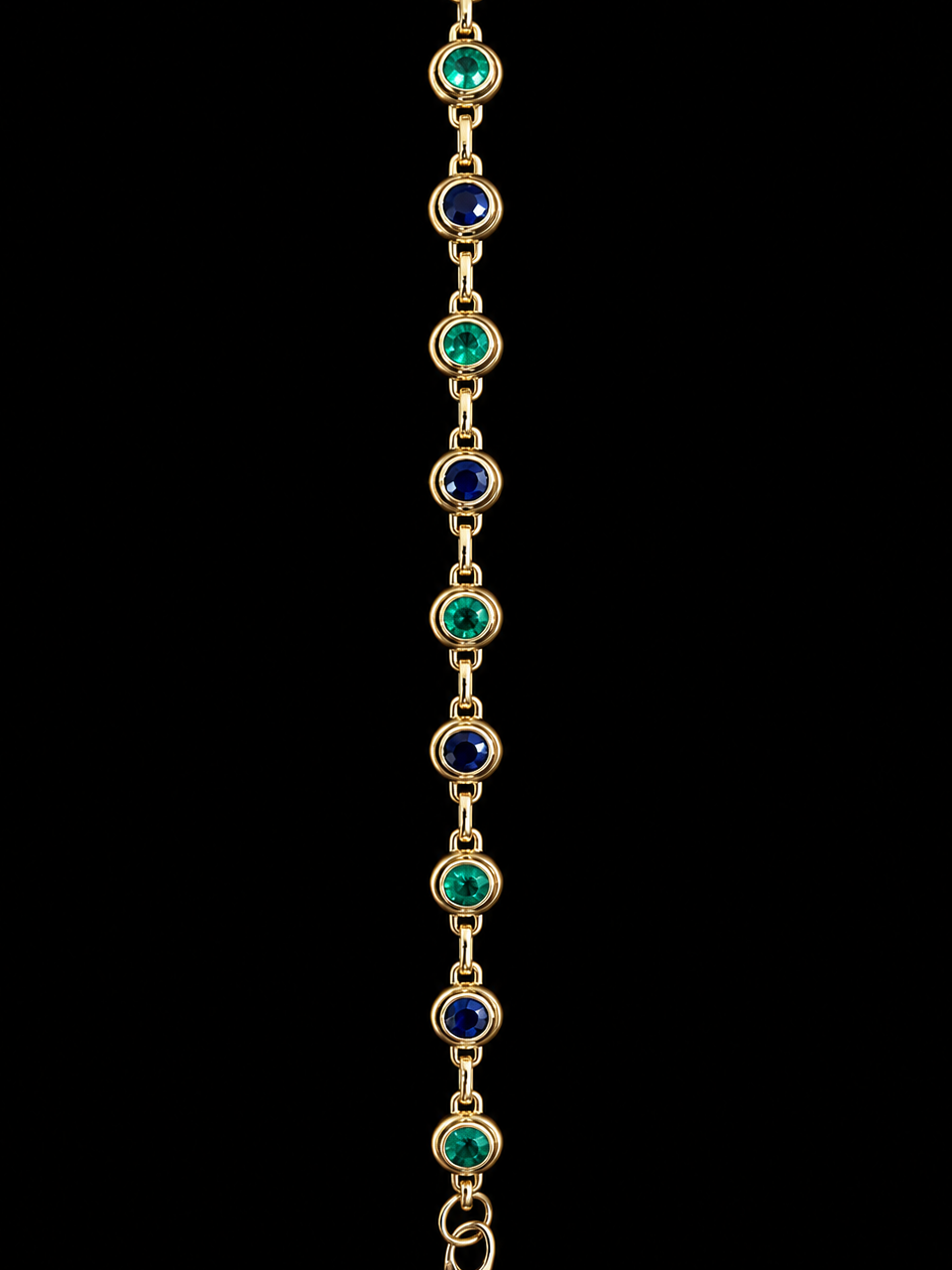 Bezel-Set Sapphire and Emerald Link Bracelet