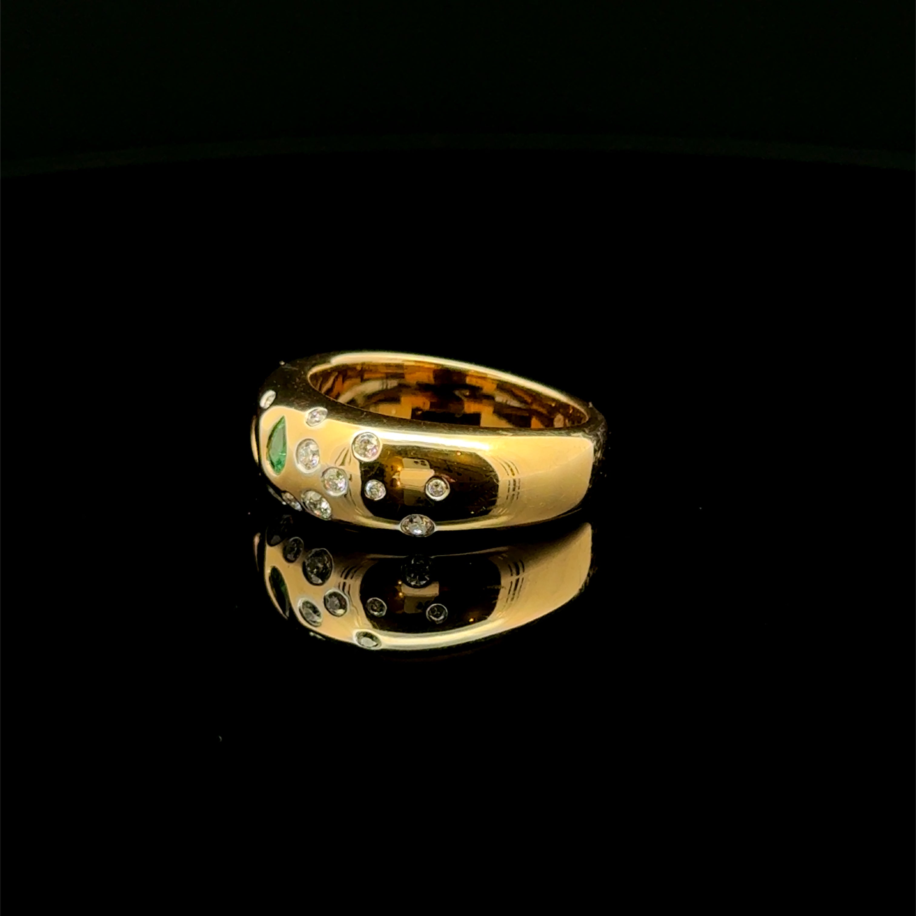 Diamond & Emerald Multi Shape Yellow Gold Ring
