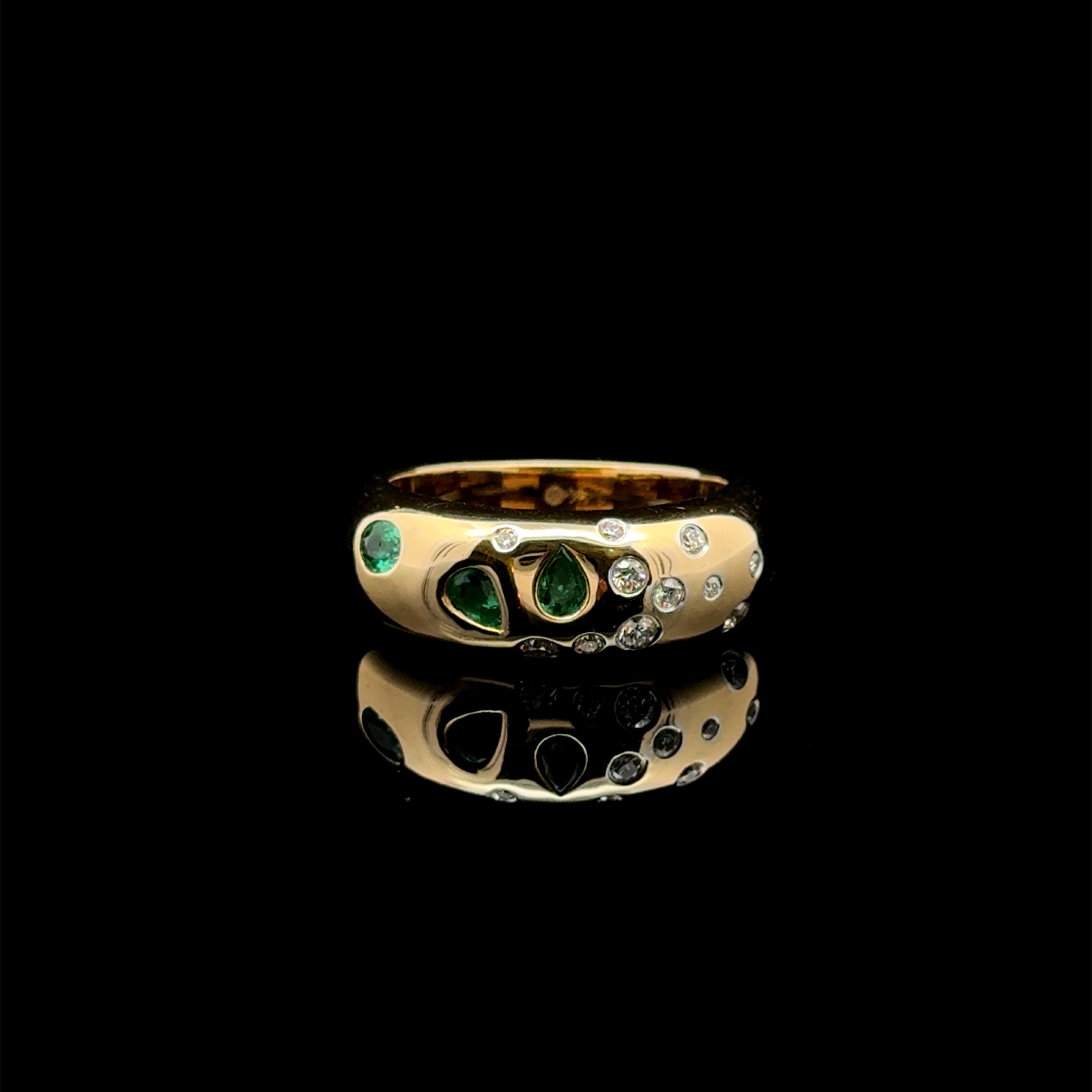 Diamond & Emerald Multi Shape Yellow Gold Ring