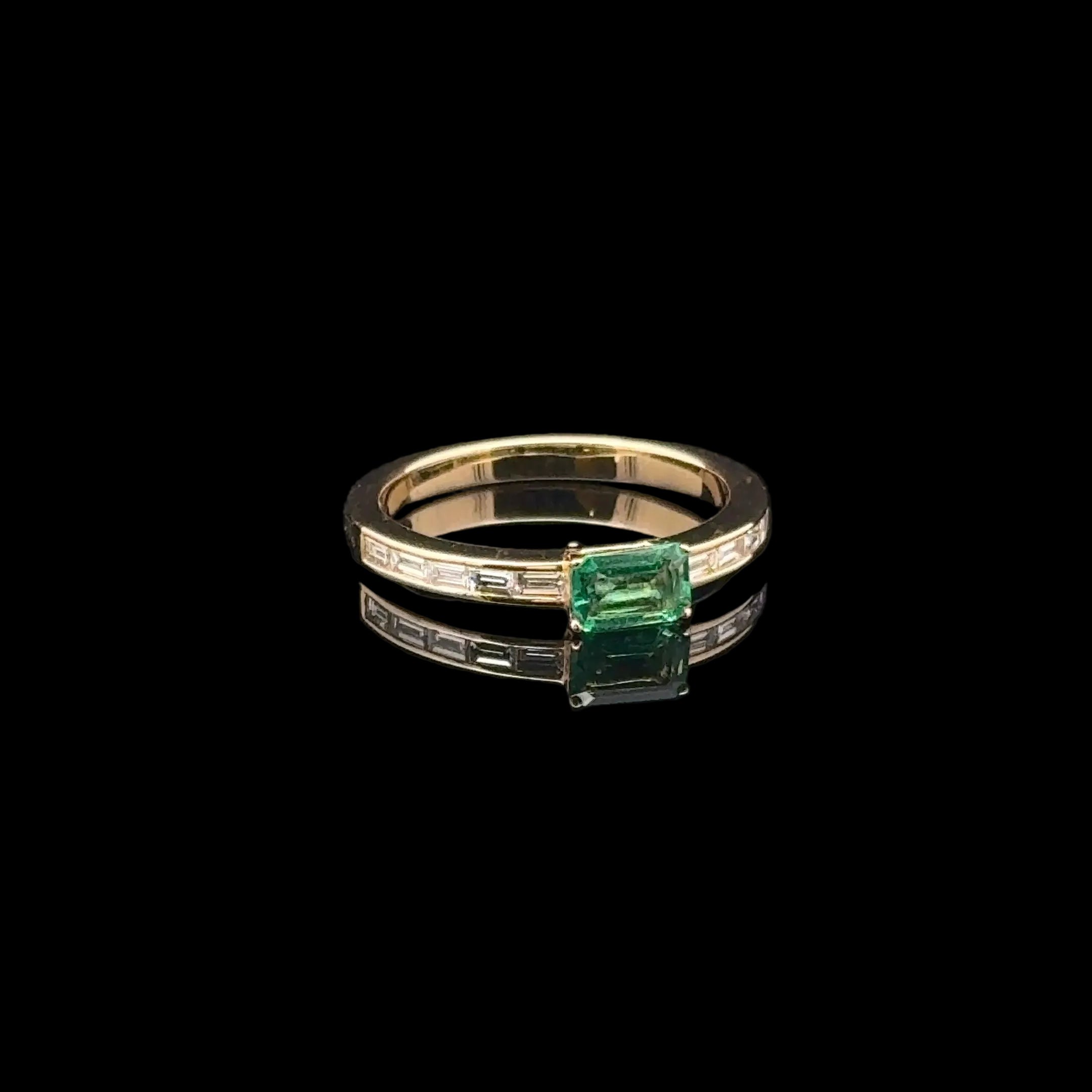 Emerald & Diamond Yellow Gold Ring