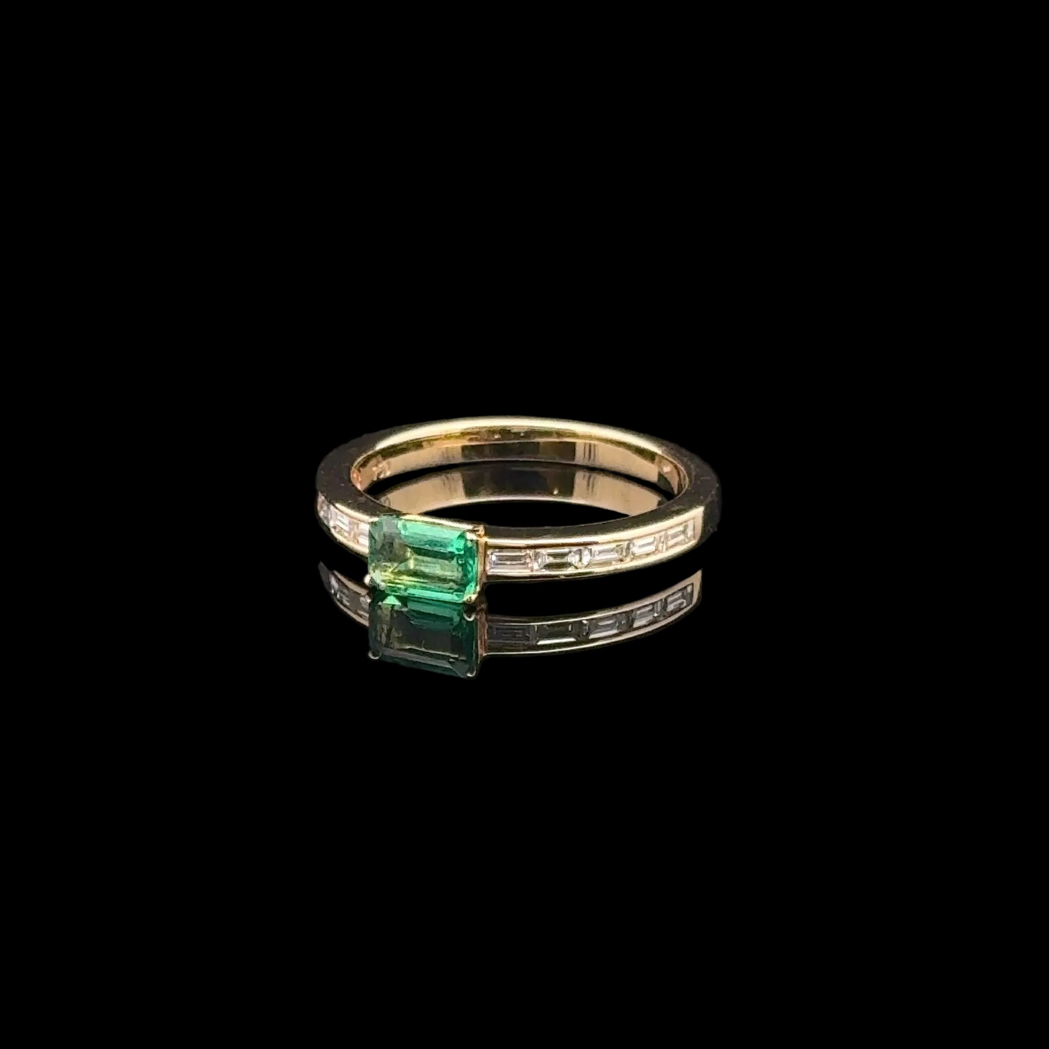 Emerald & Diamond Yellow Gold Ring