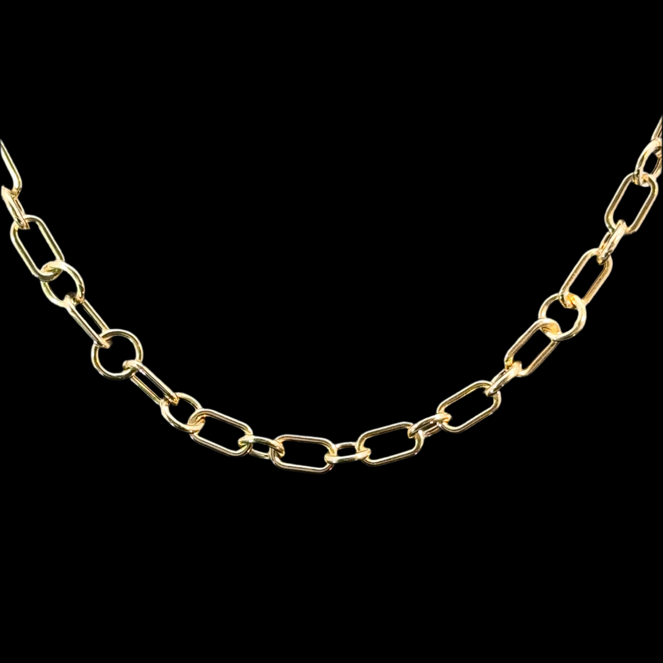 Round & Oval Link Yellow Gold Chain
