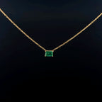 Solitary Emerald Yellow Gold Pendant