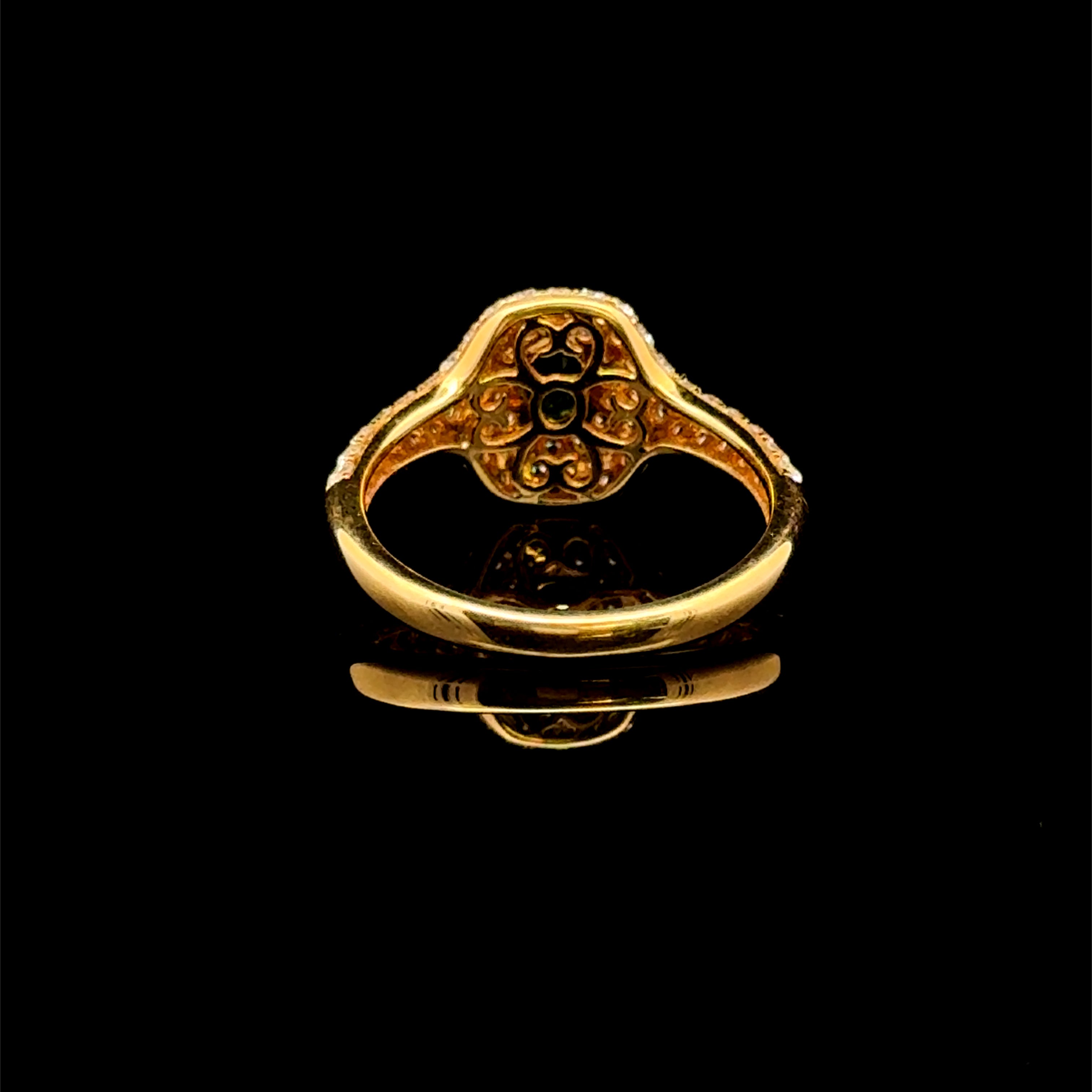 Emerald & Diamond Pavé Yellow Gold Ring