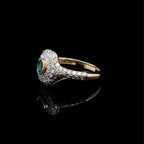Emerald & Diamond Pavé Yellow Gold Ring