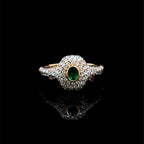 Emerald & Diamond Pavé Yellow Gold Ring
