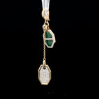 Dual Charm Diamond & Malachite Yellow Gold Charm