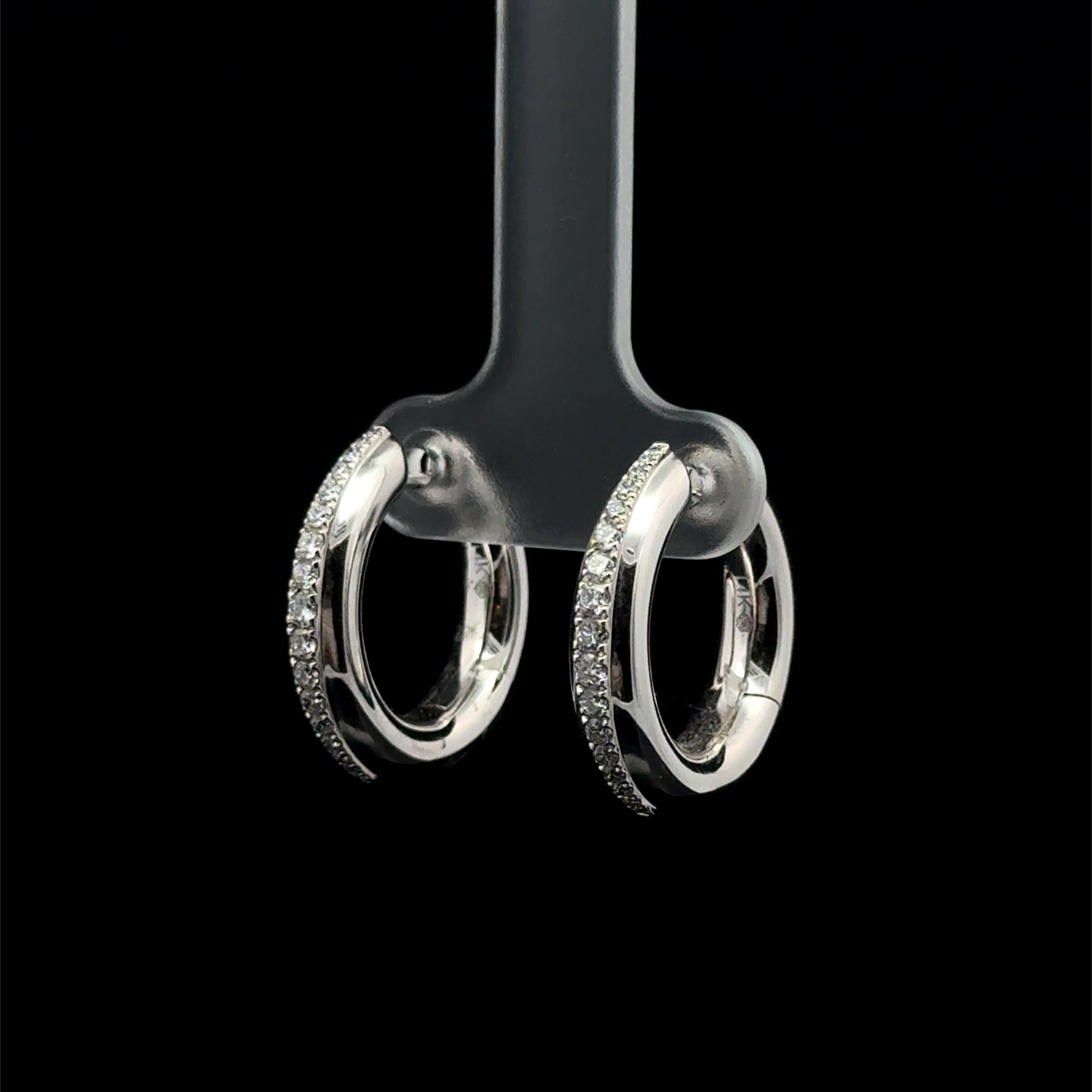 Diamond Tubular Huggie White Gold Earring