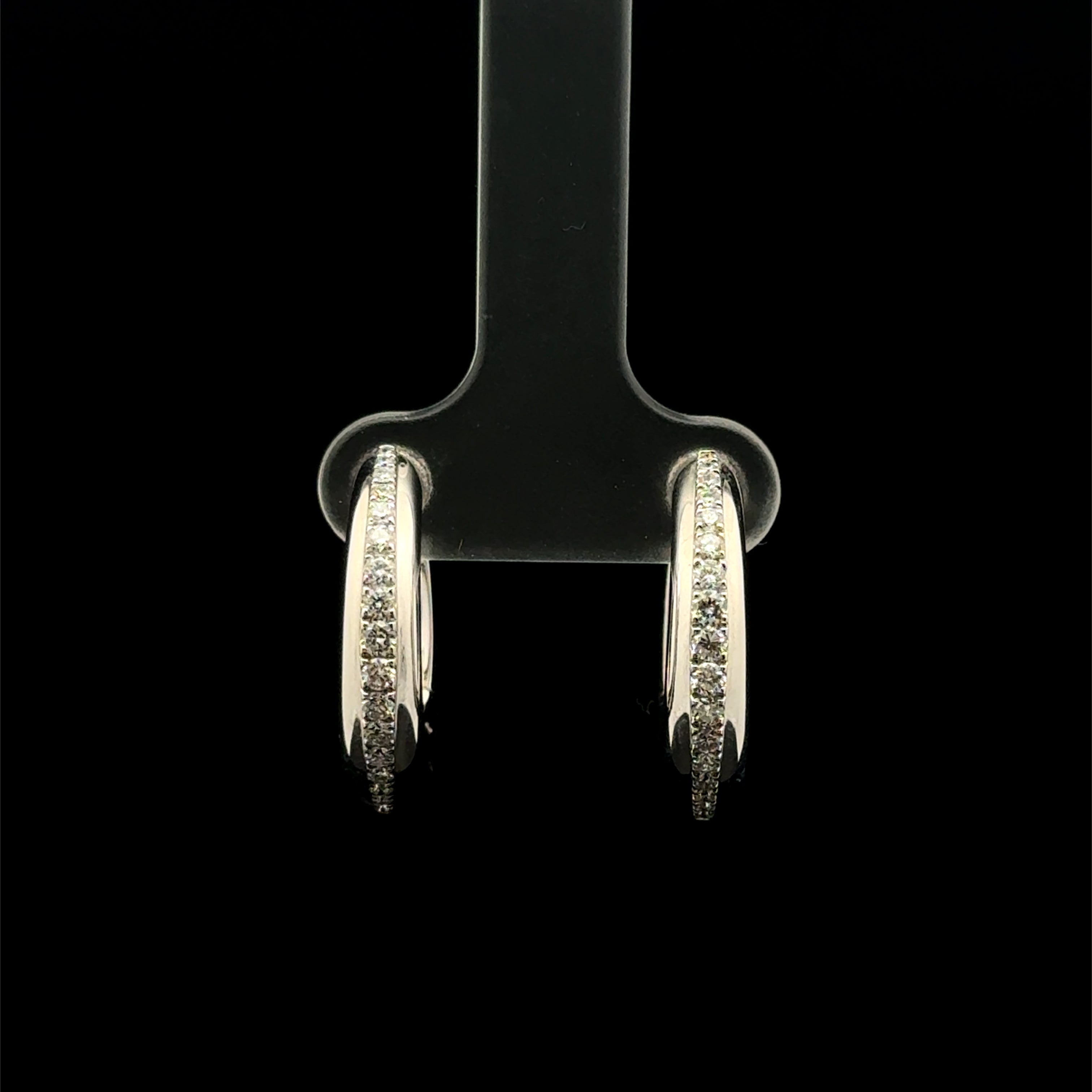 Diamond Tubular Huggie White Gold Earring