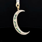 Emerald & Diamond Yellow Gold Moon Charm