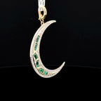 Emerald & Diamond Yellow Gold Moon Charm