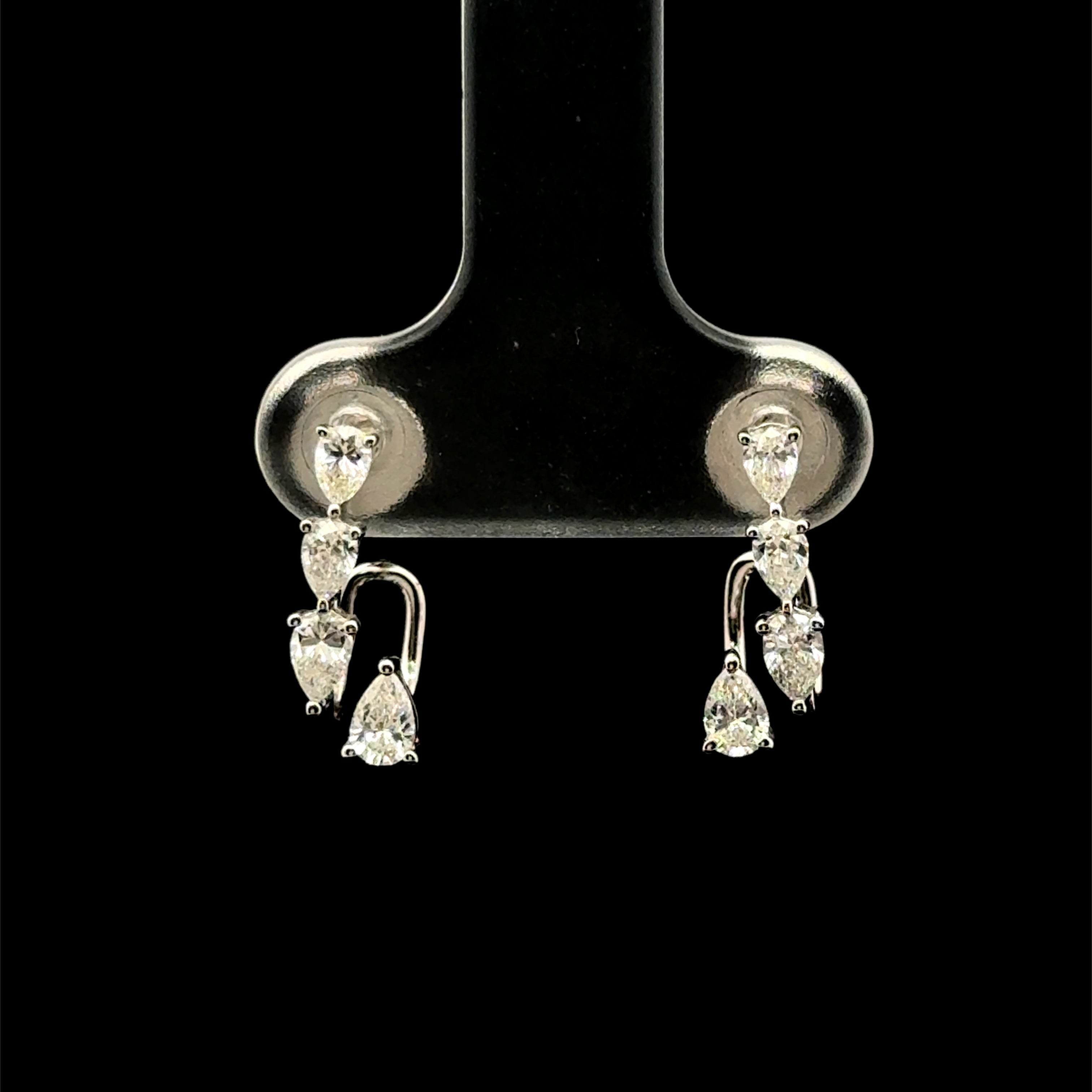 Emerald-Cut Diamond Drop Yellow Gold Earrings