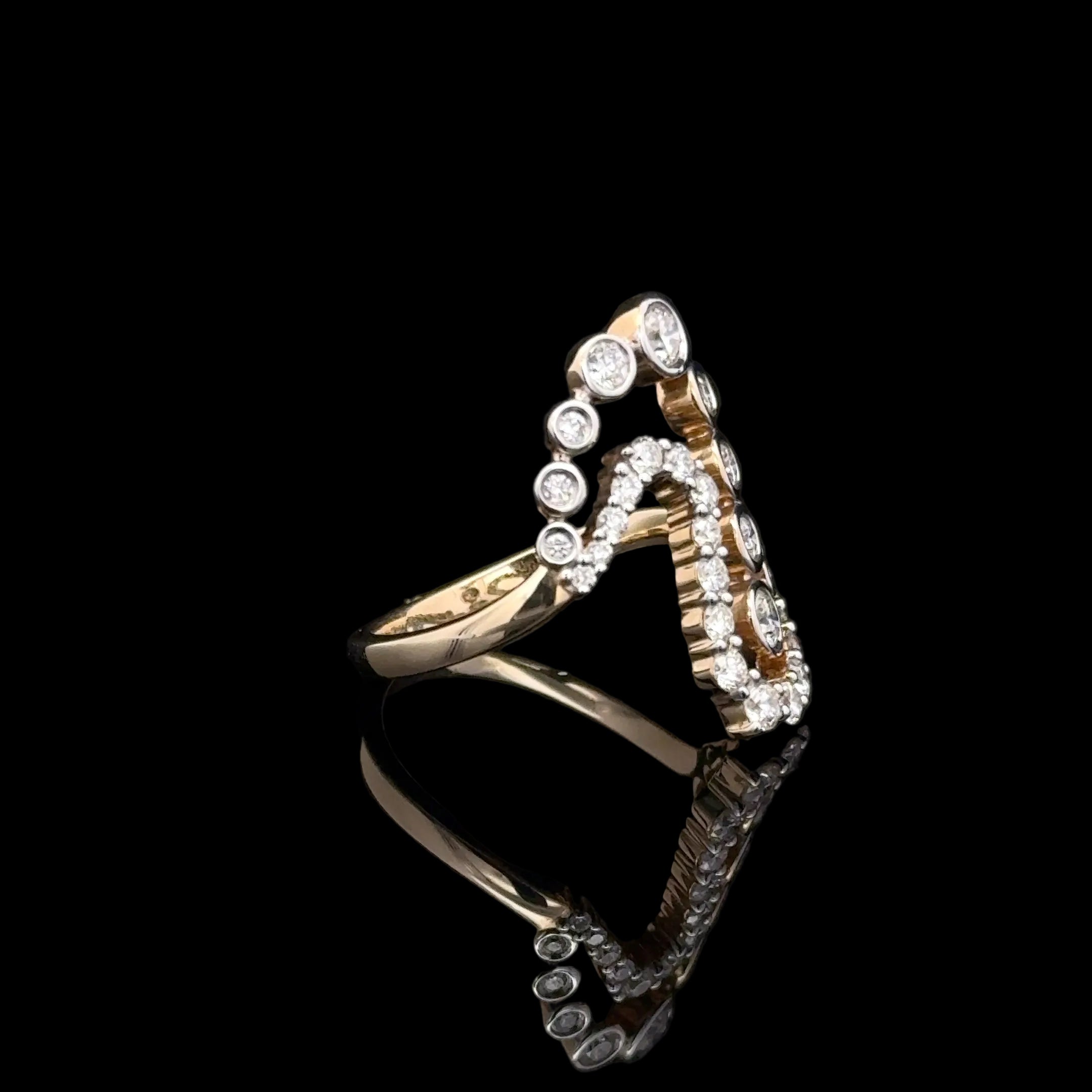 Diamond Swirl Yellow Gold Ring