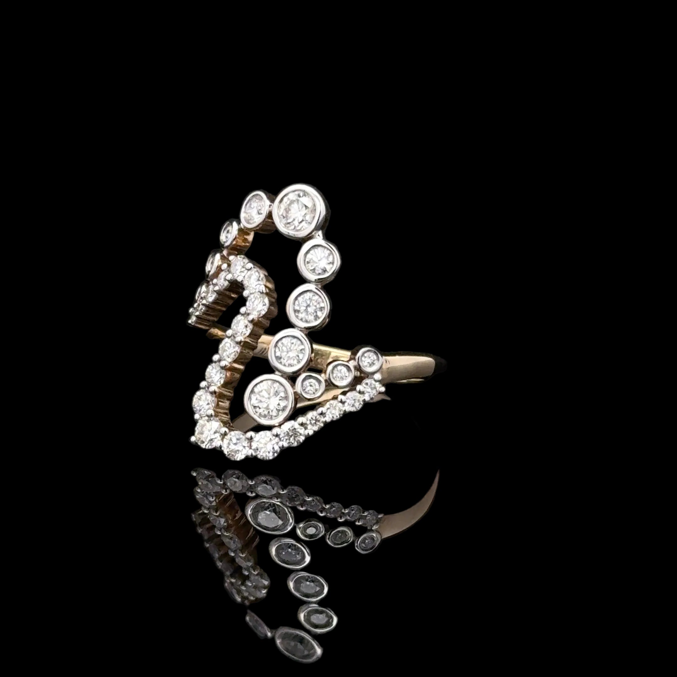 Diamond Swirl Yellow Gold Ring