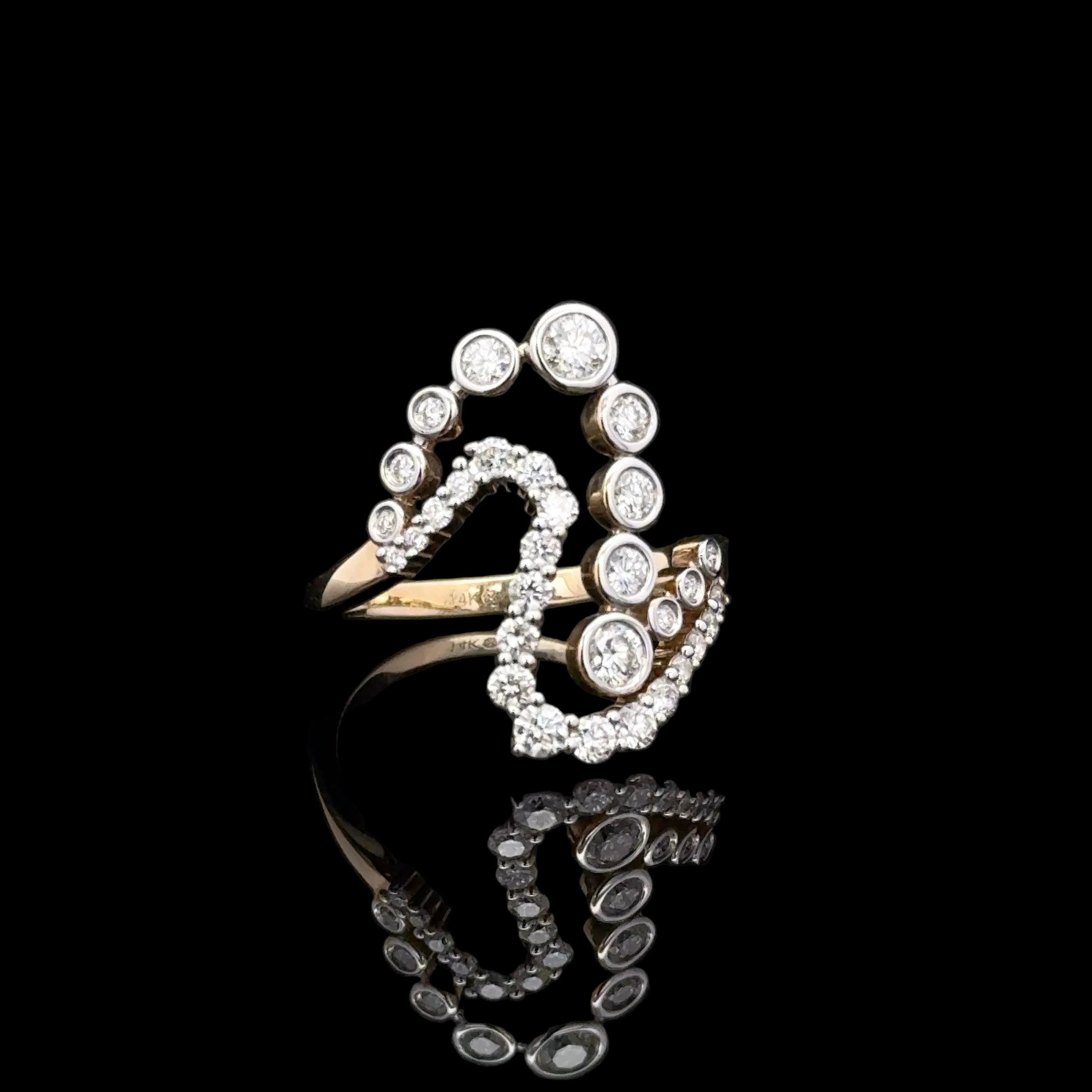 Diamond Swirl Yellow Gold Ring