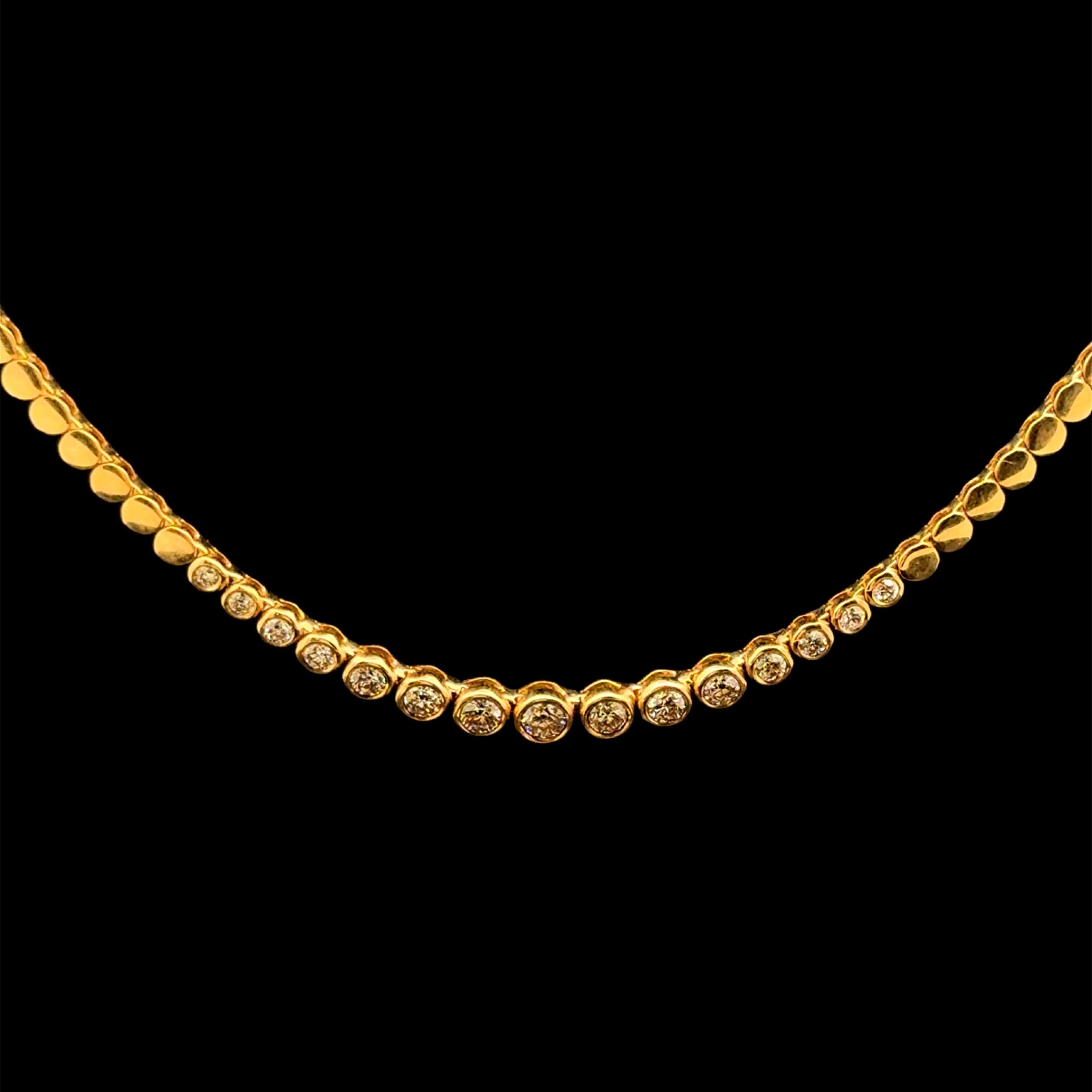 Diamond Bezel Mirror Link Yellow Gold Necklace