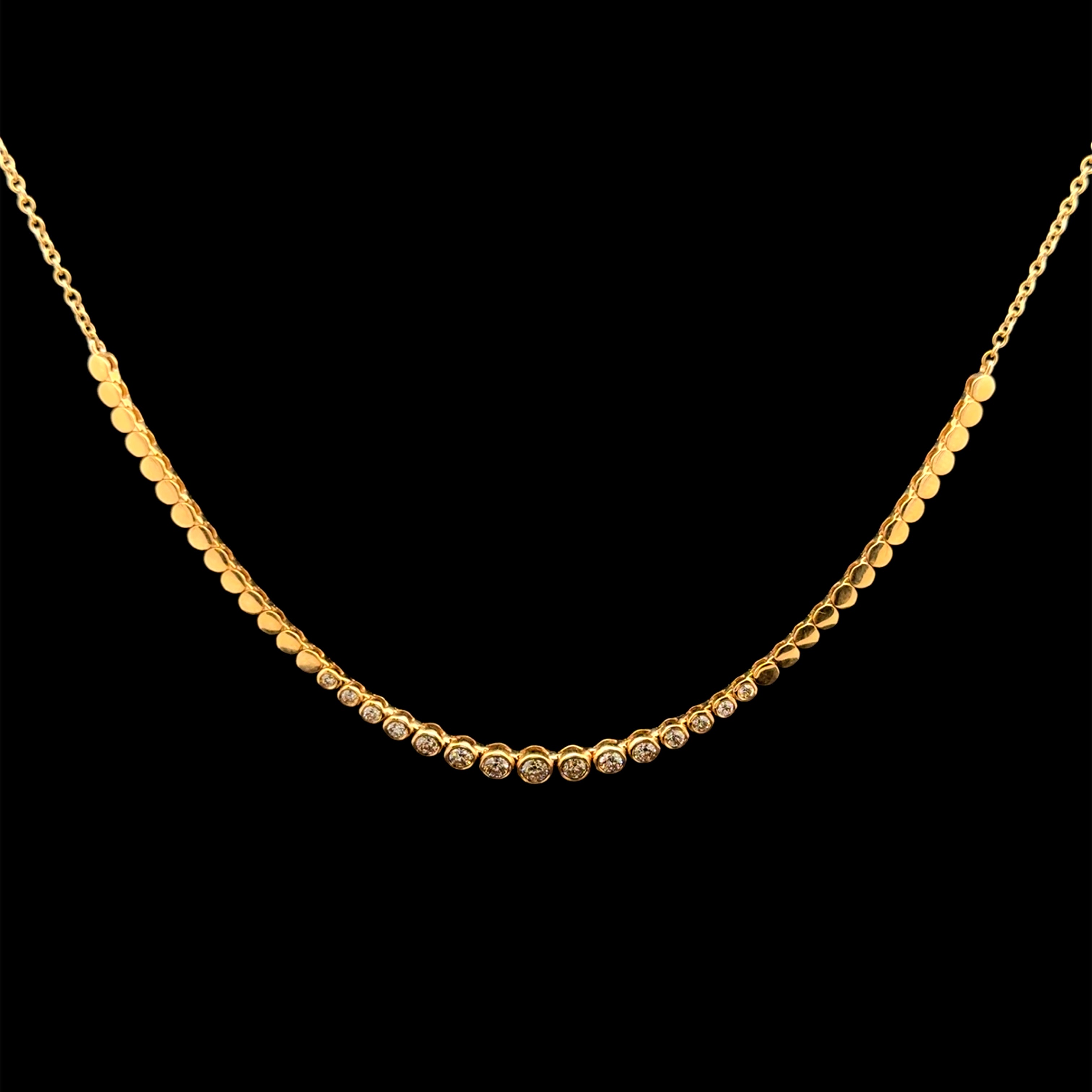Diamond Bezel Mirror Link Yellow Gold Necklace