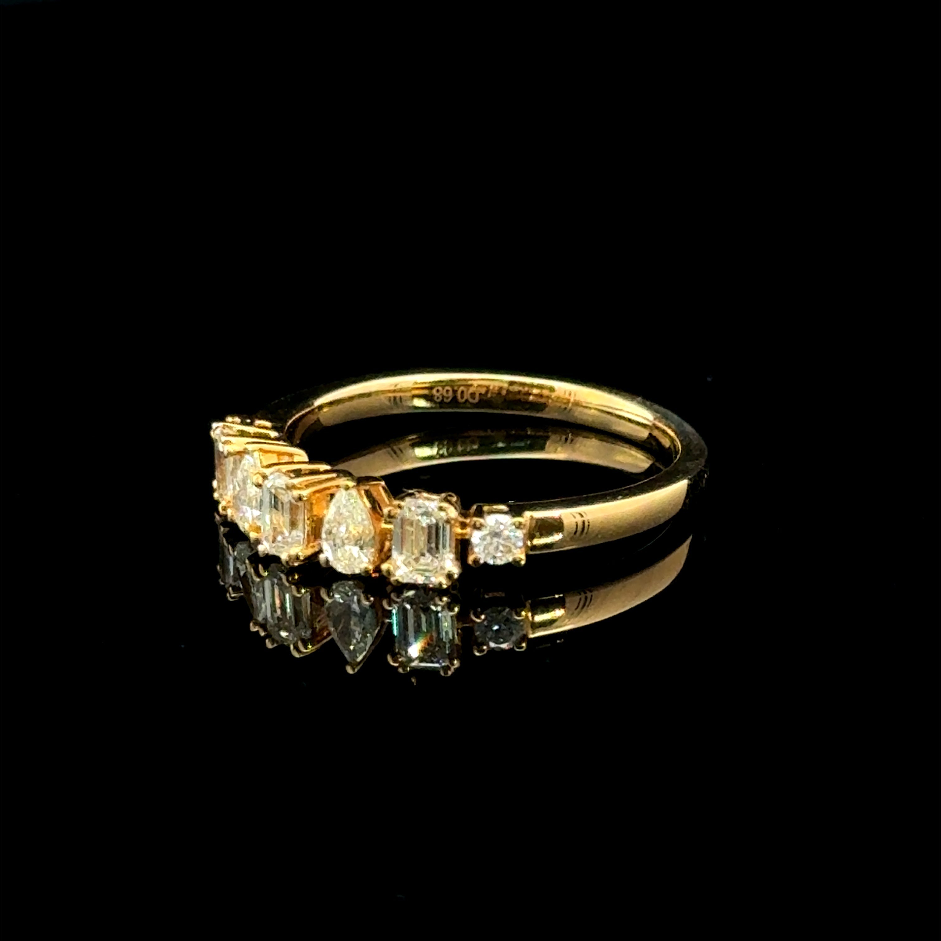 Multi Shape Diamond Yellow Gold Ring