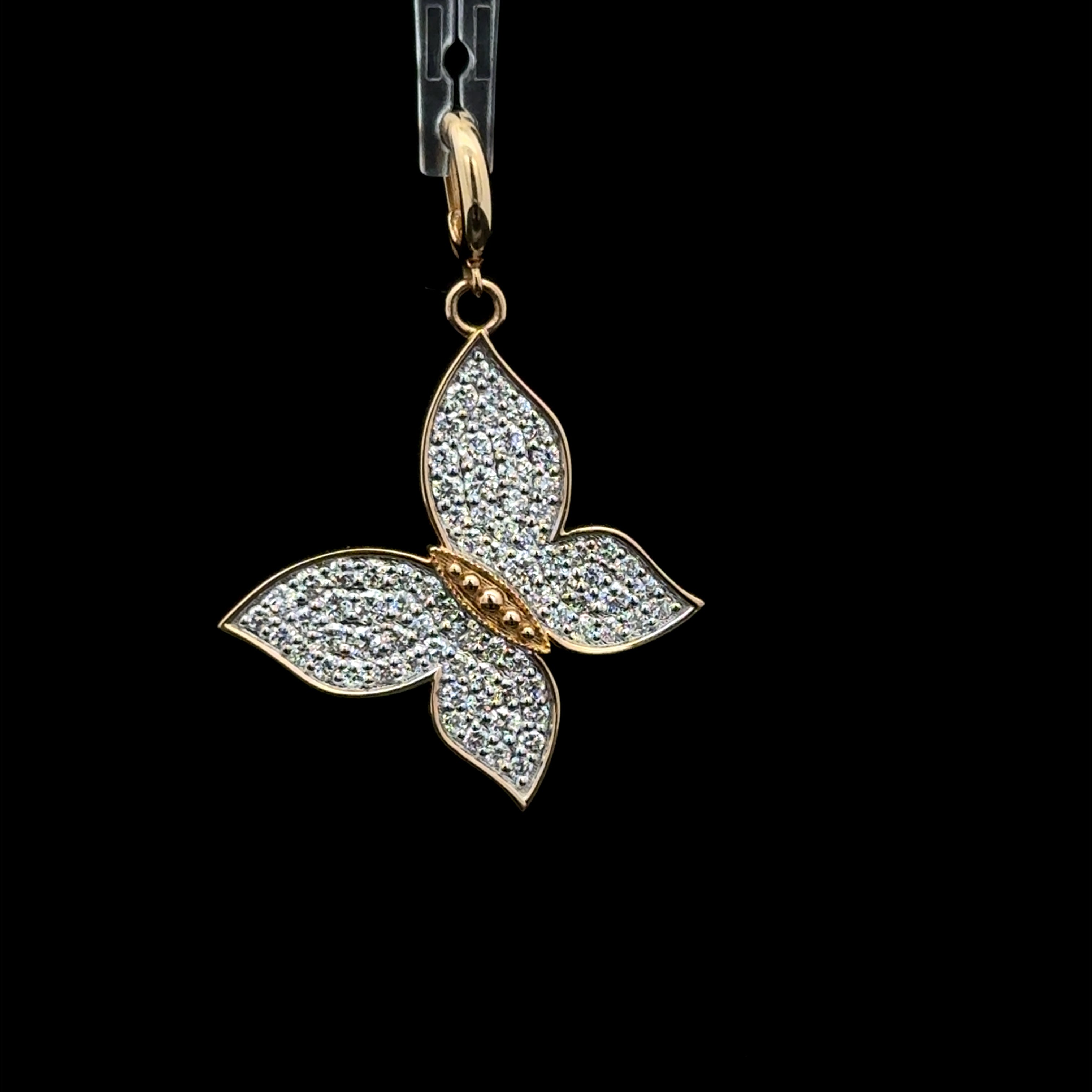 Diamond Pavé Butterfly Yellow Gold Charm