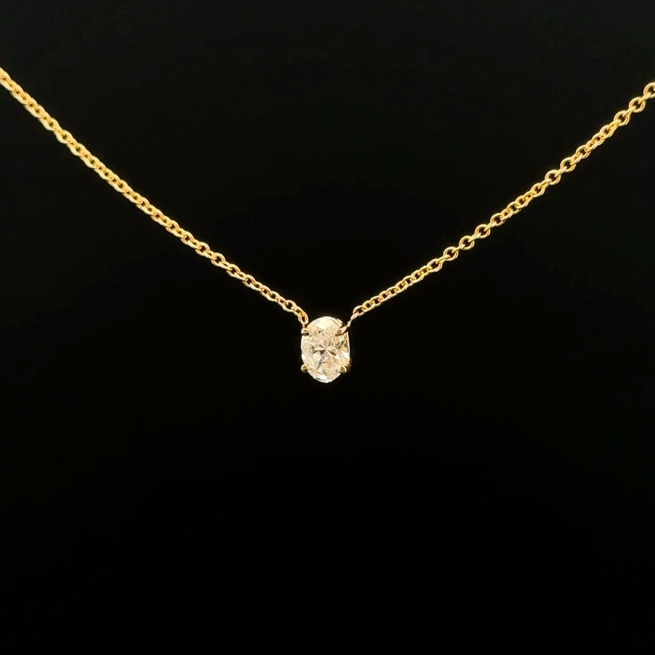 Oval Cut Diamond Pendant Yellow Gold Pendant
