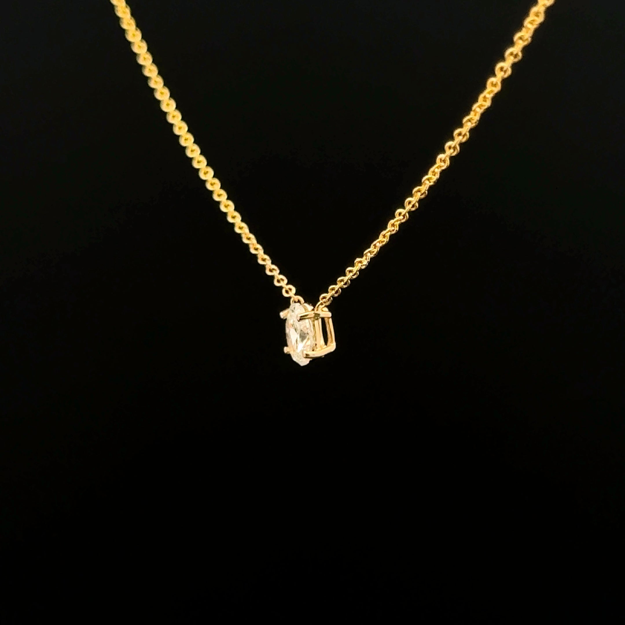 Oval Cut Diamond Pendant Yellow Gold Pendant
