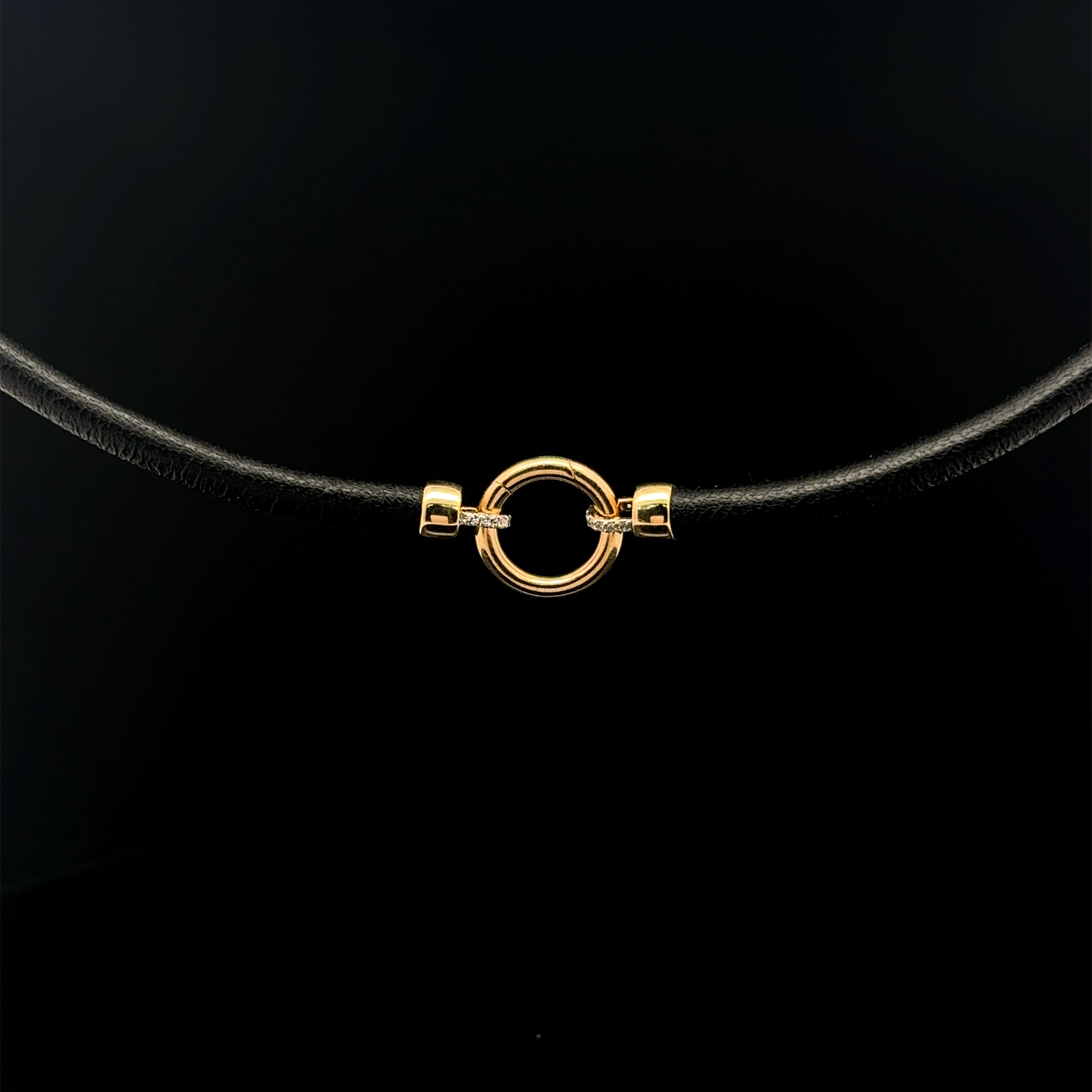 Black Leather Necklace with Round Clasp