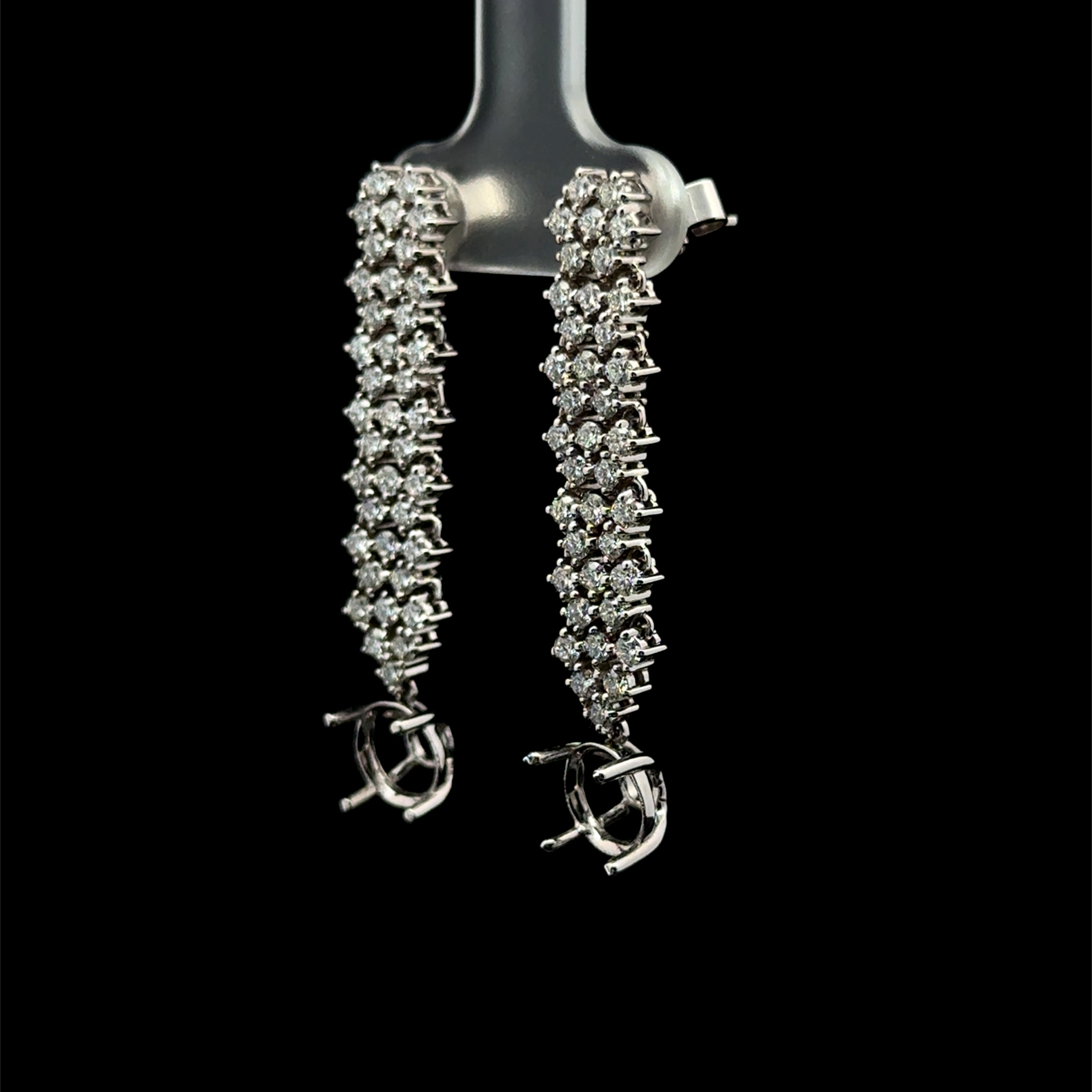 Diamond Dangle Prong Pave White Gold Earrings