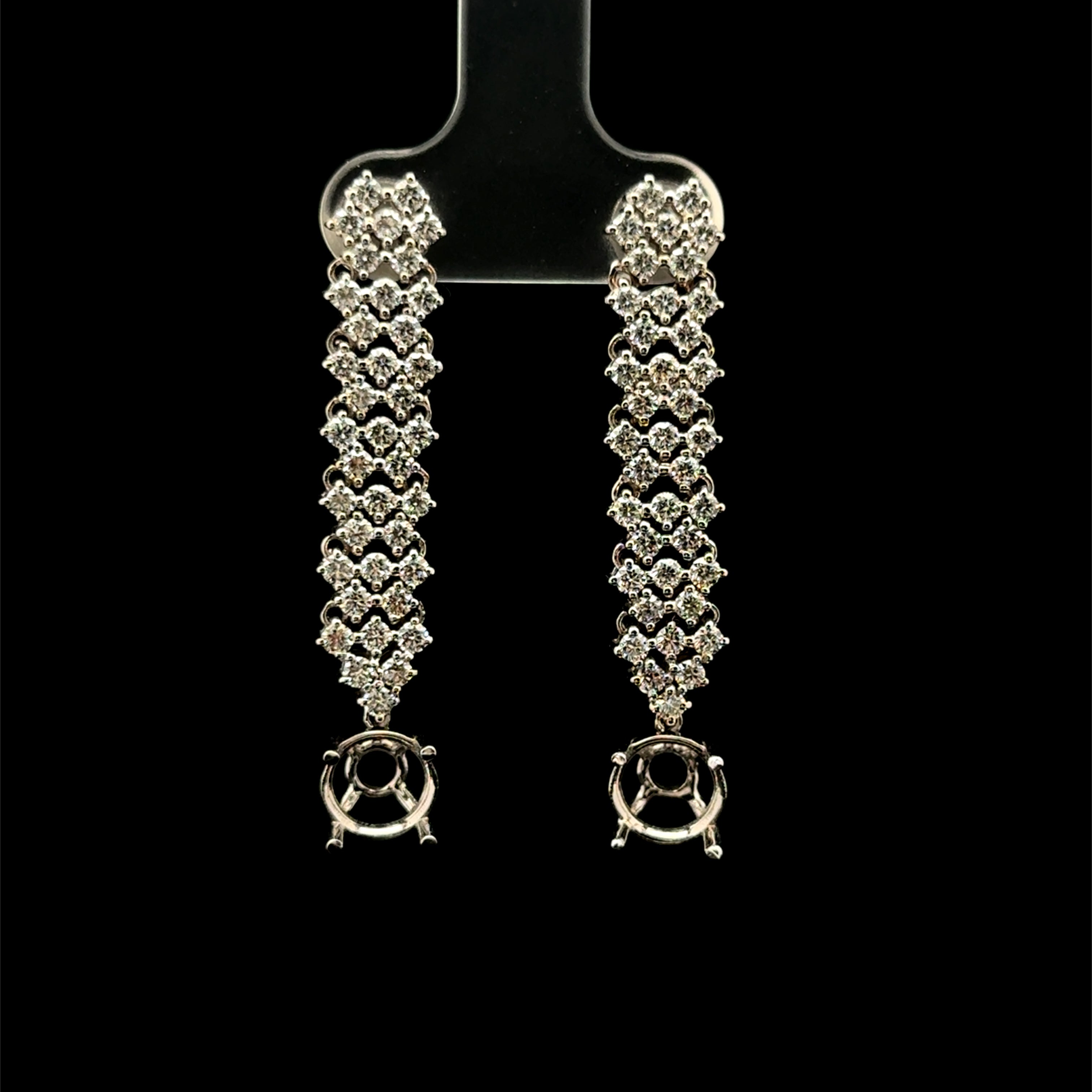 Diamond Dangle Prong Pave White Gold Earrings