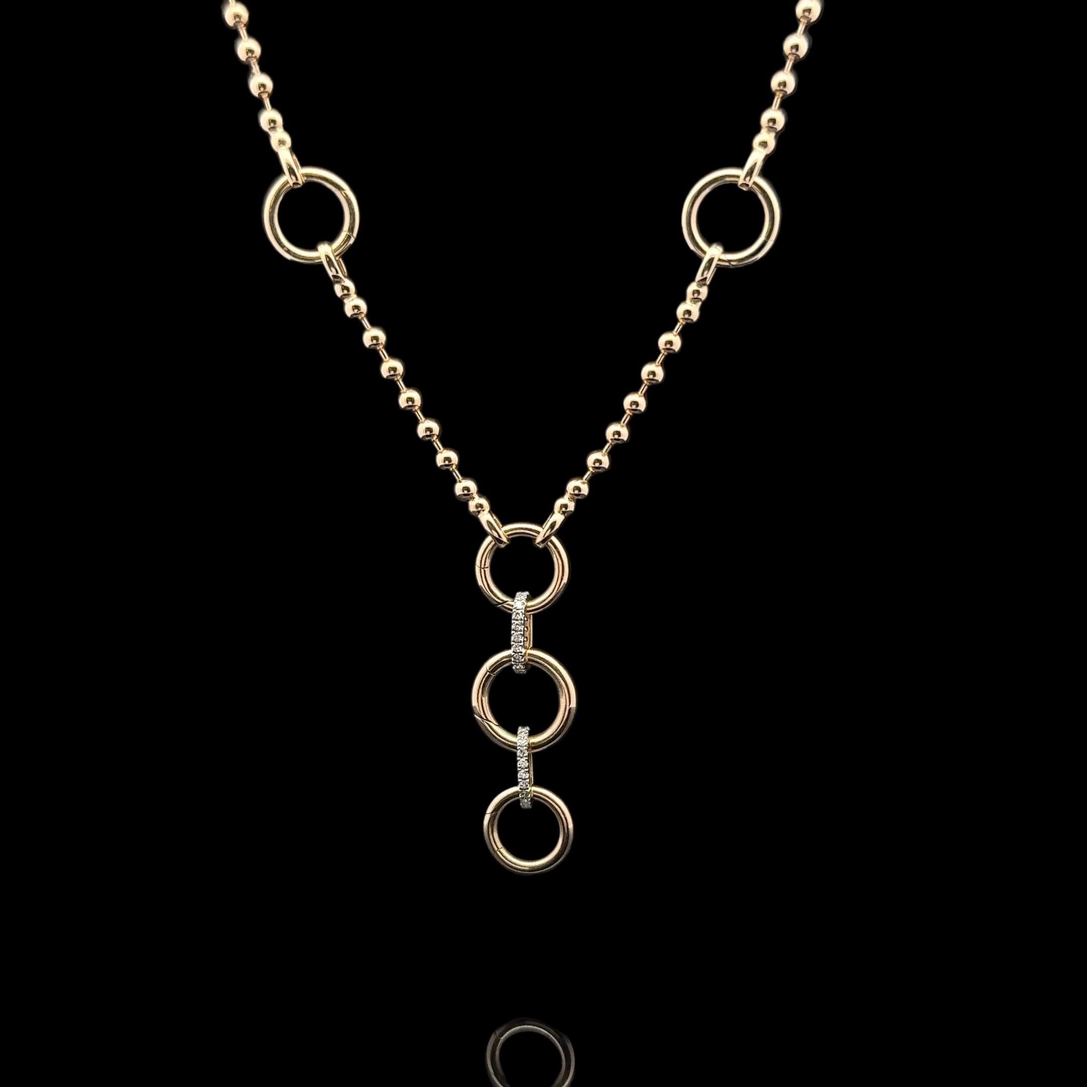 Ball & Diamond Clasp Yellow Gold Chain