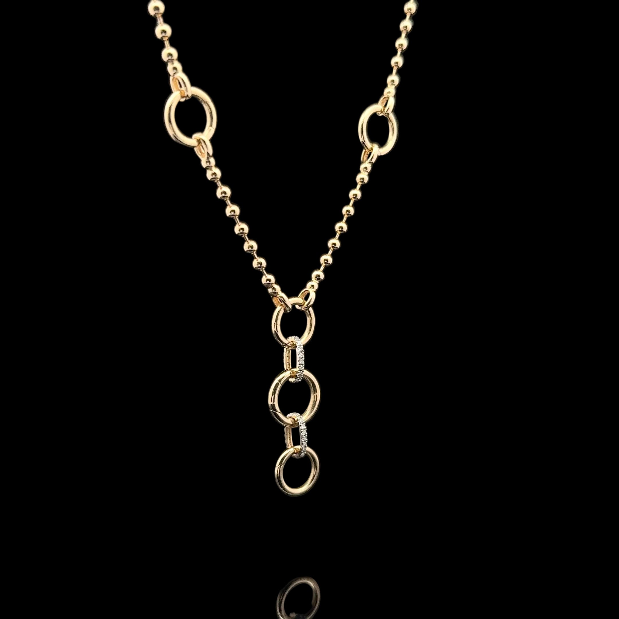 Ball & Diamond Clasp Yellow Gold Chain
