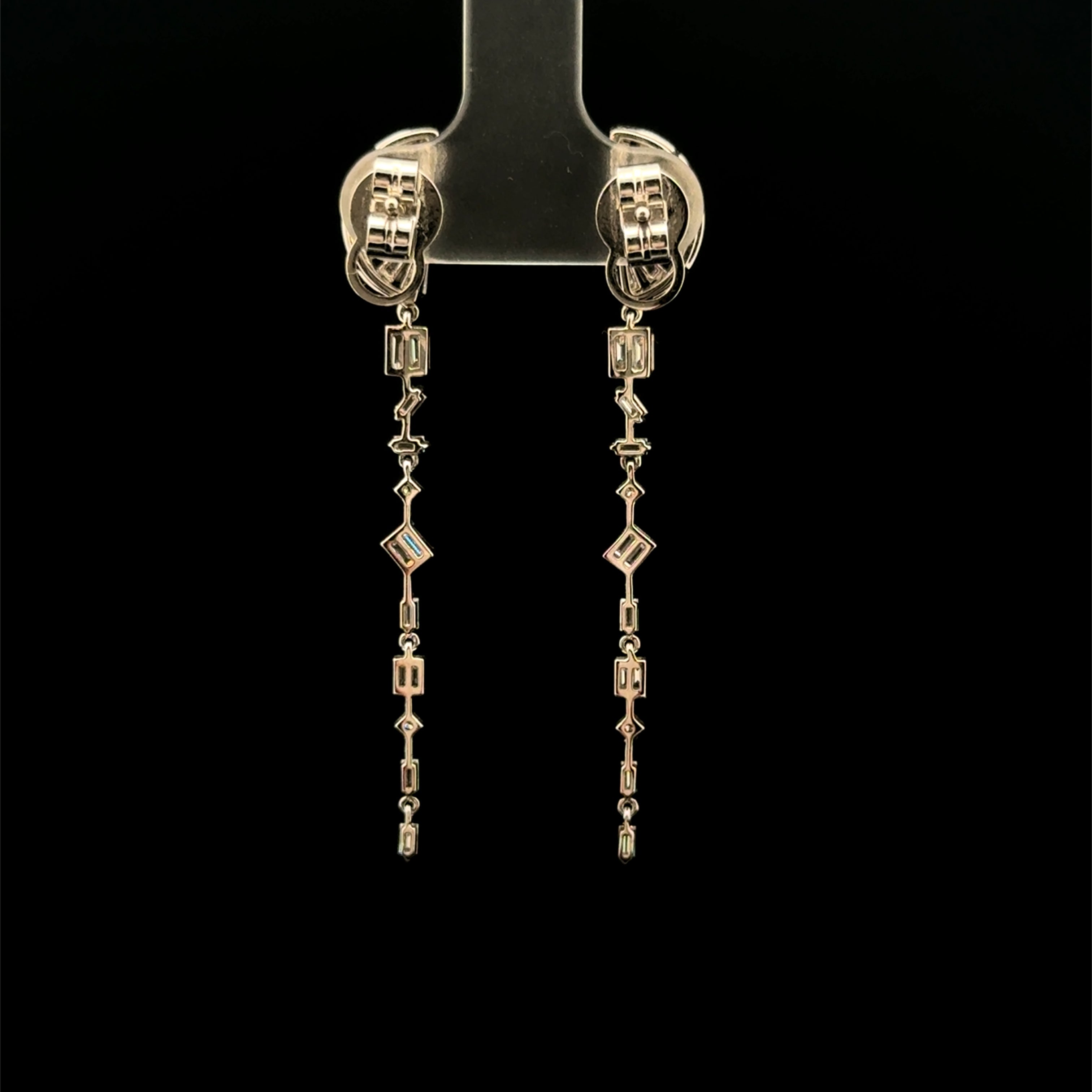 Multi Shape Diamond Dangle White Gold Earrings