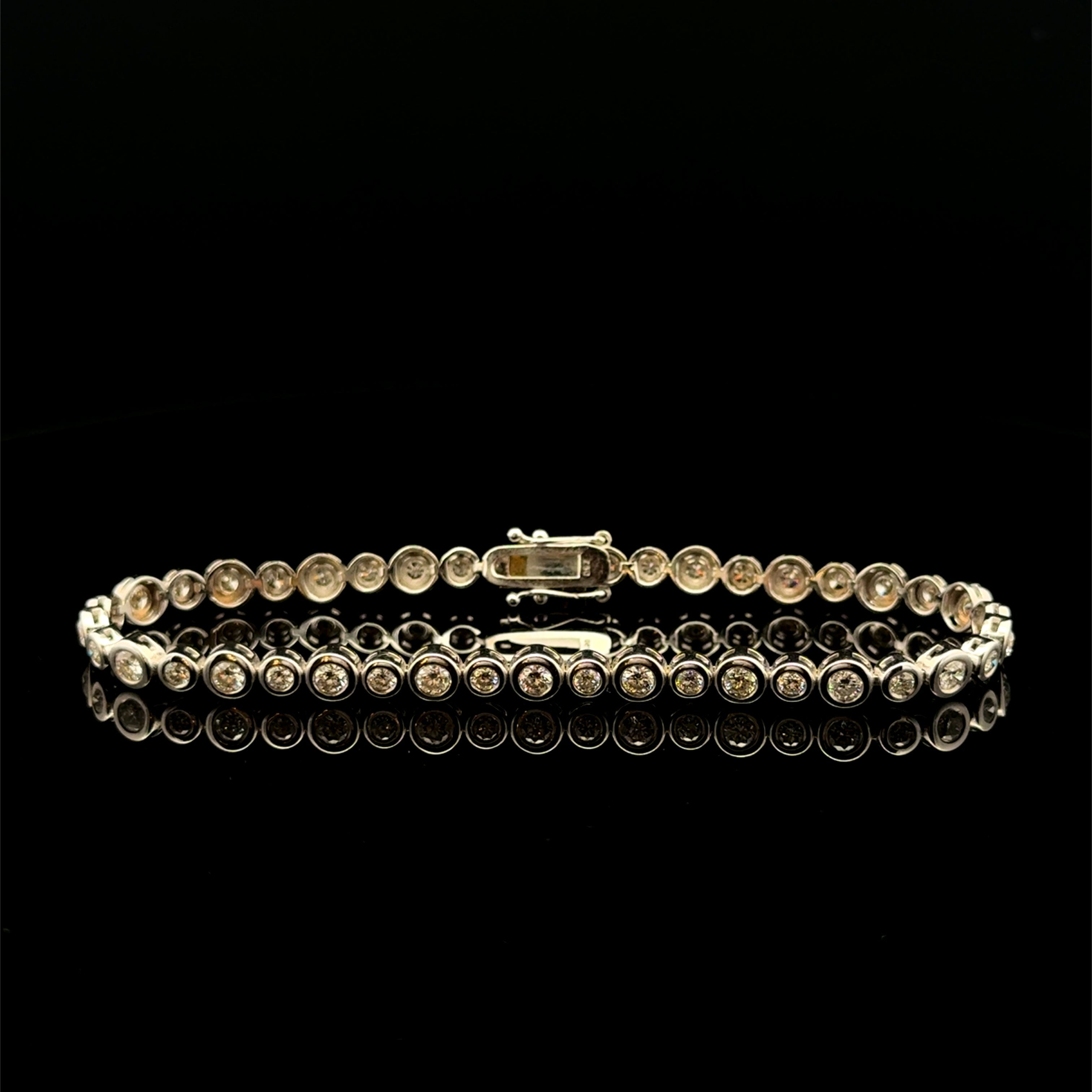 Round Diamond Bezel White Gold Tennis Bracelet