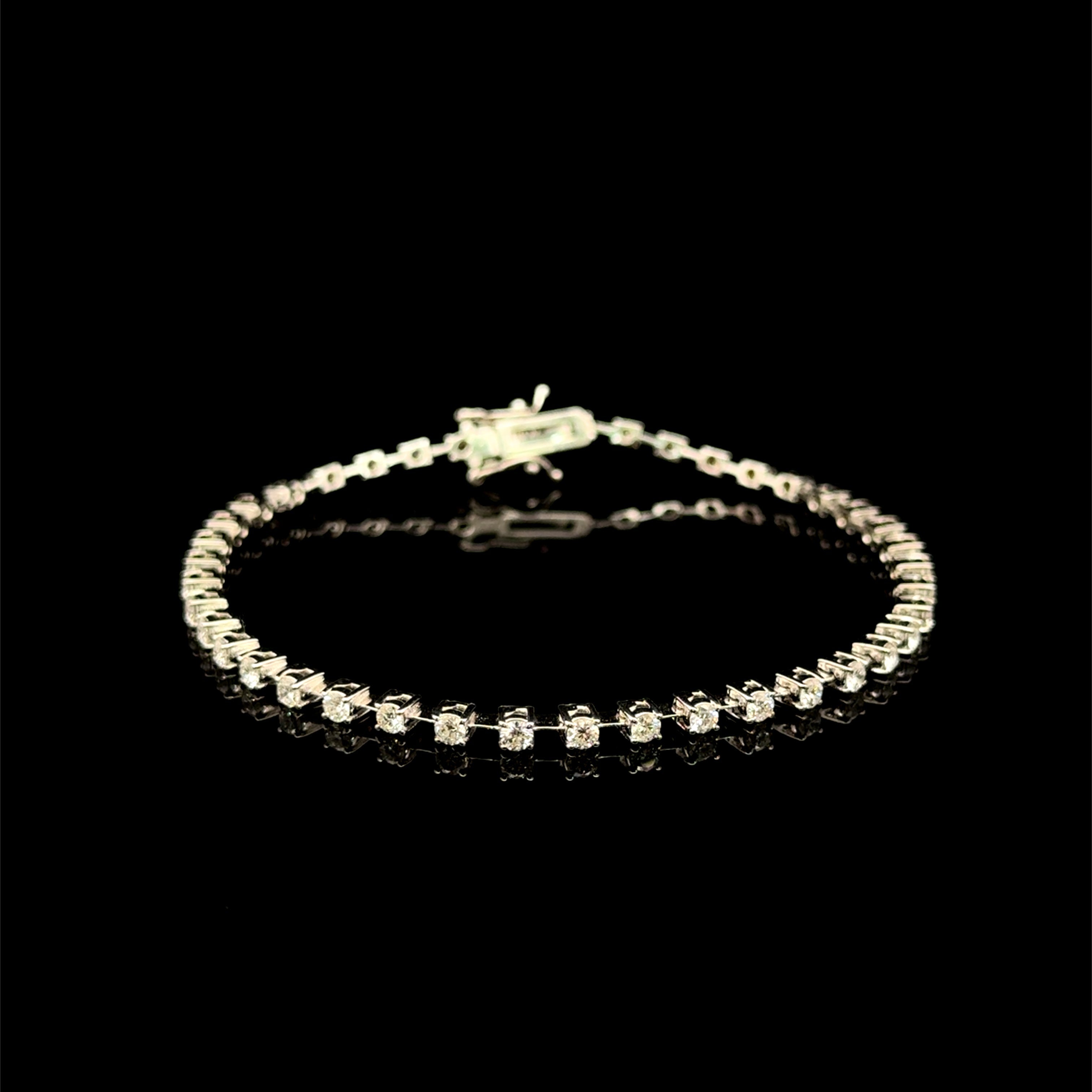 Diamond Square-Link White Gold Tennis Bracelet