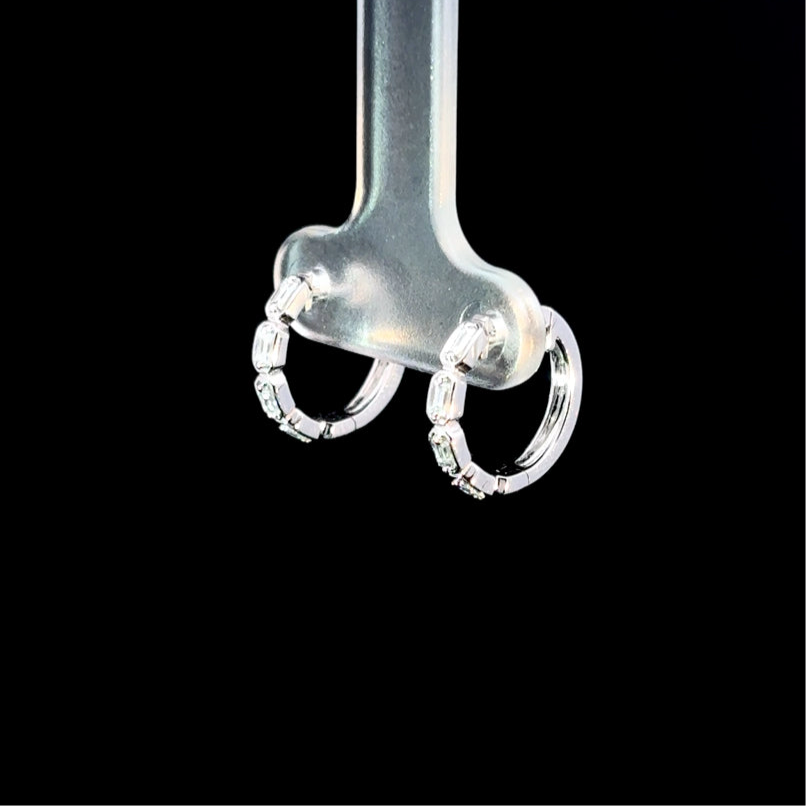 BAGUETTE BLANC HUGGIE EARRINGS