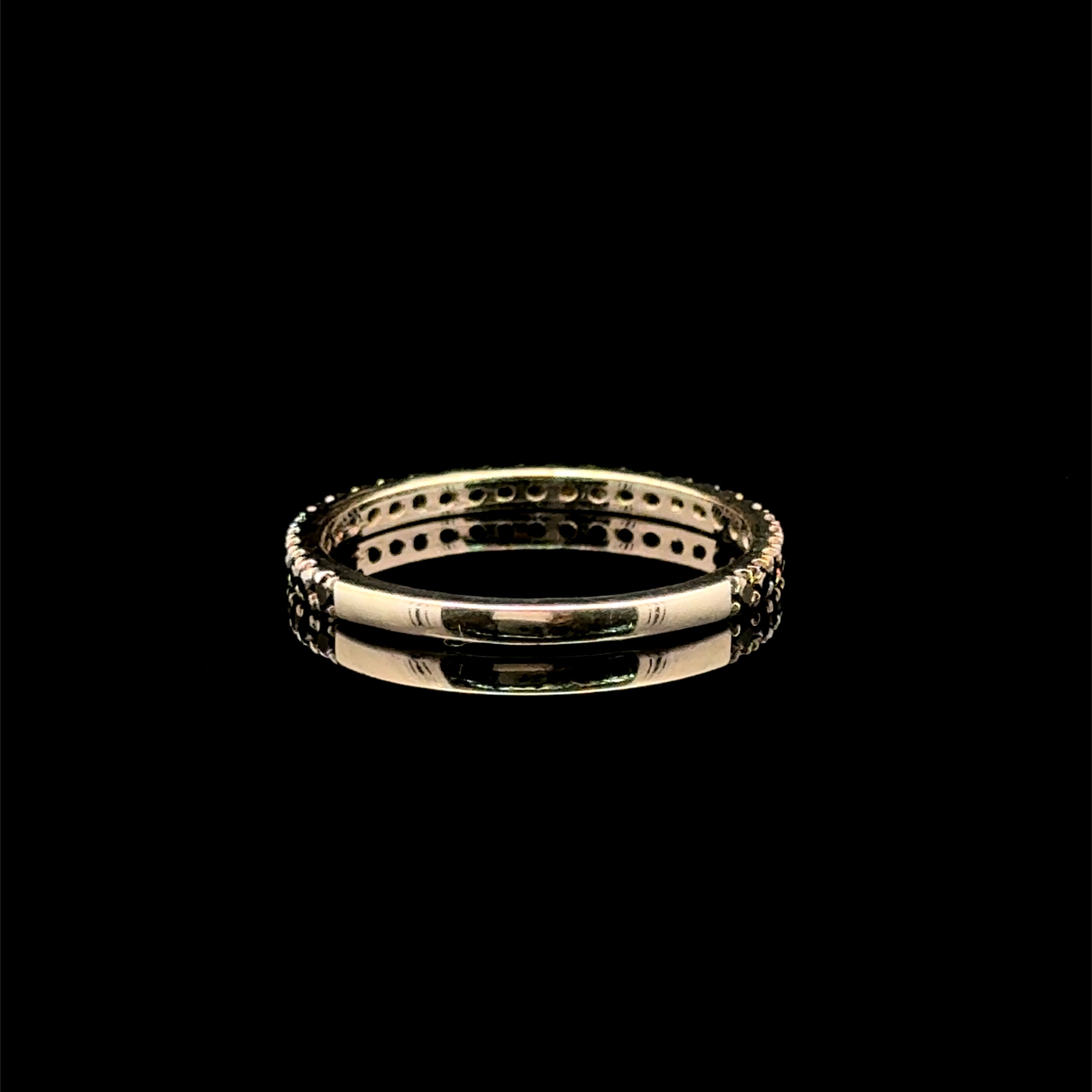 All Round Black Diamond Thin White Gold Ring