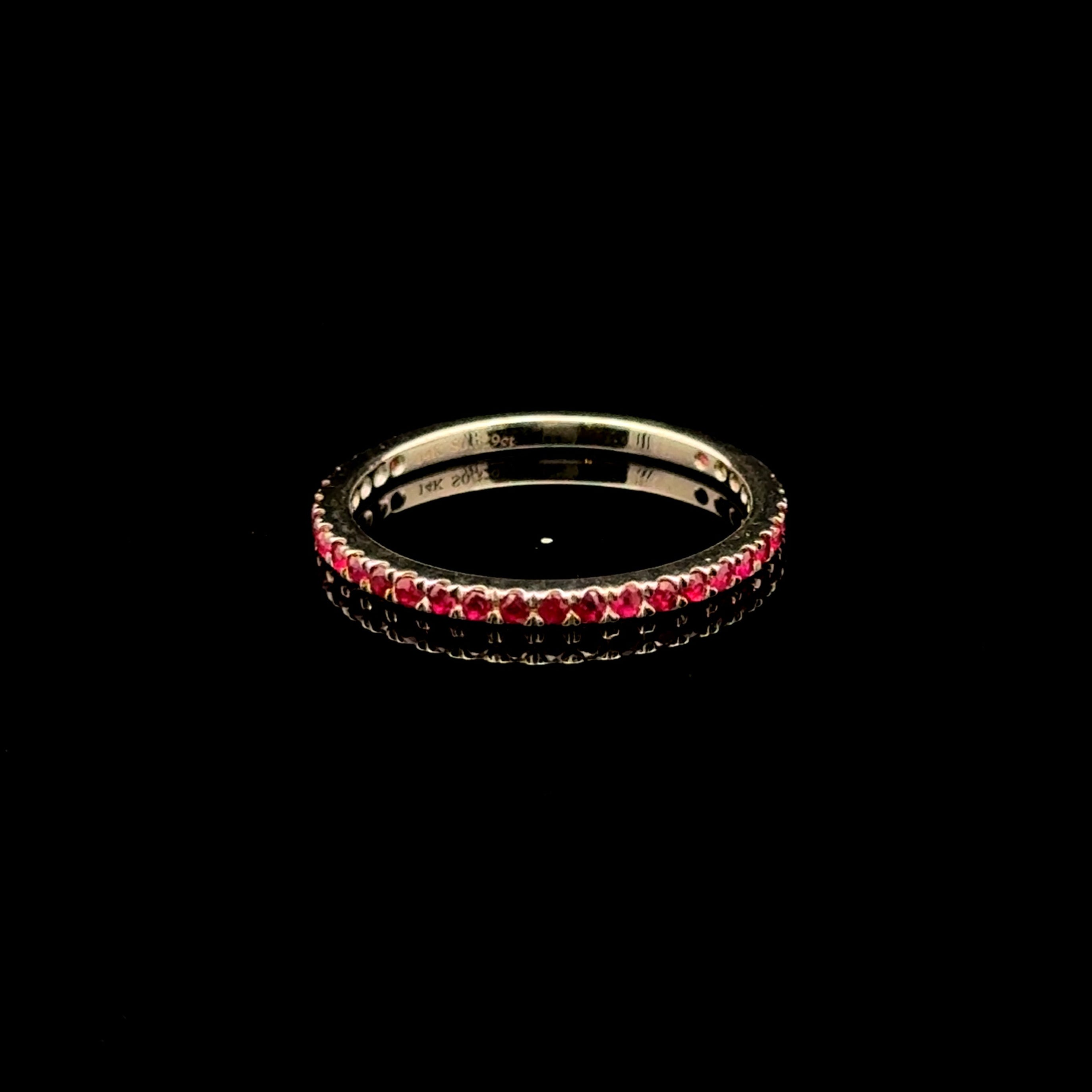 All Round Ruby Thin White Gold Ring