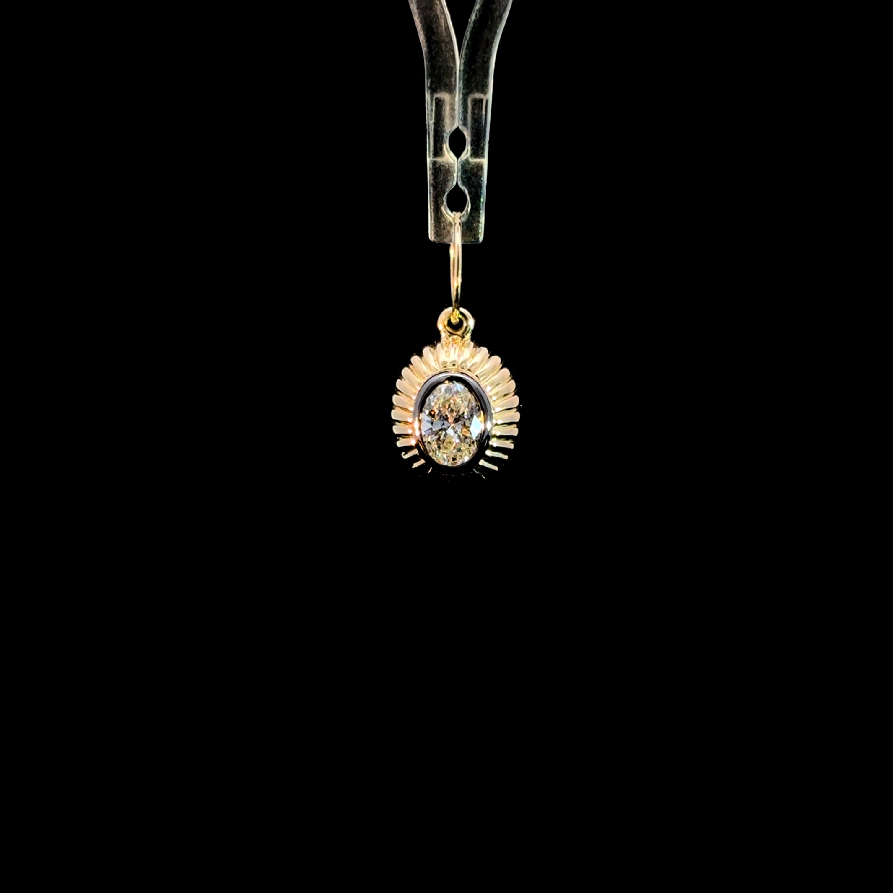 Fluted Oval Cut Diamond Charm
