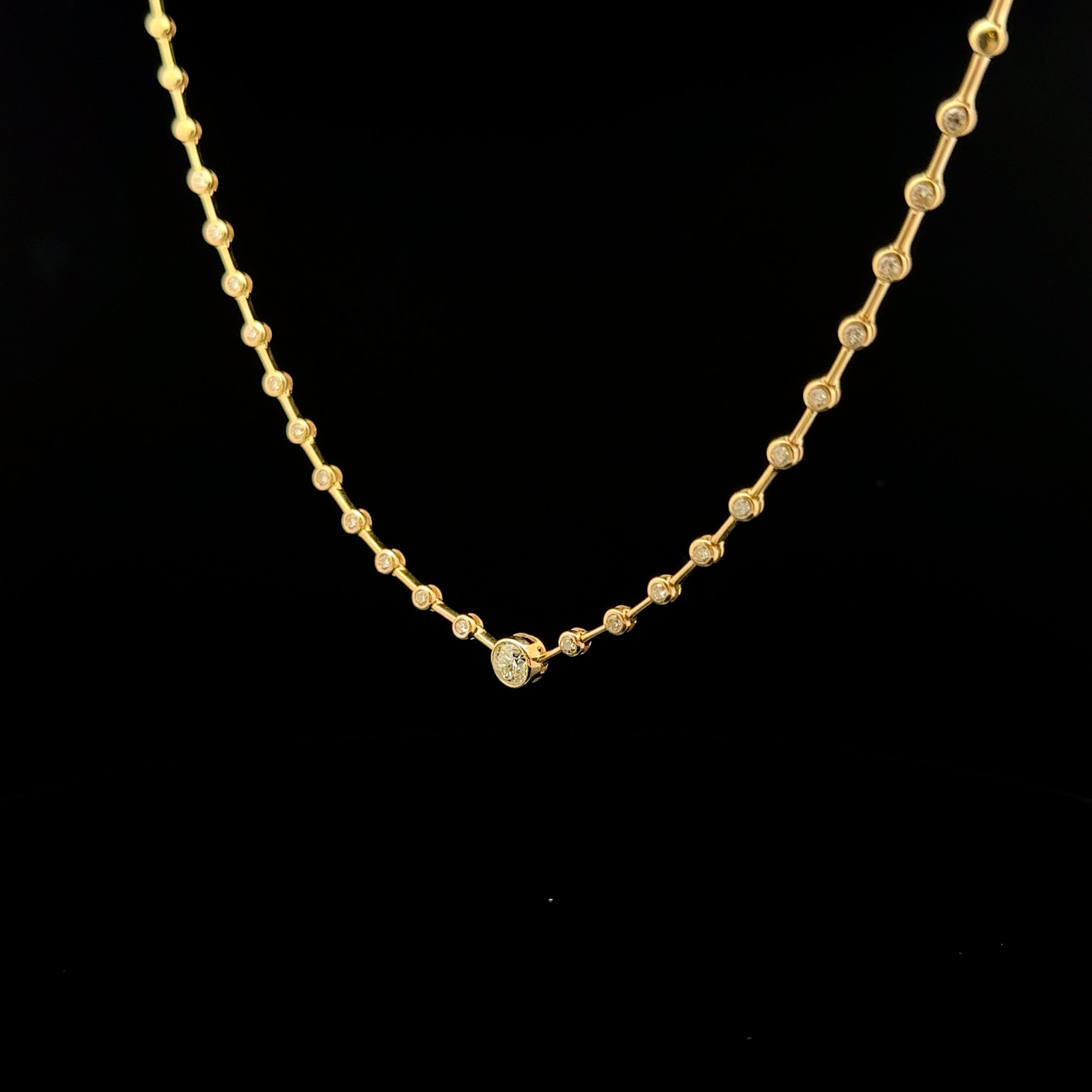 14K Yellow Gold Bezel Fashion Necklace