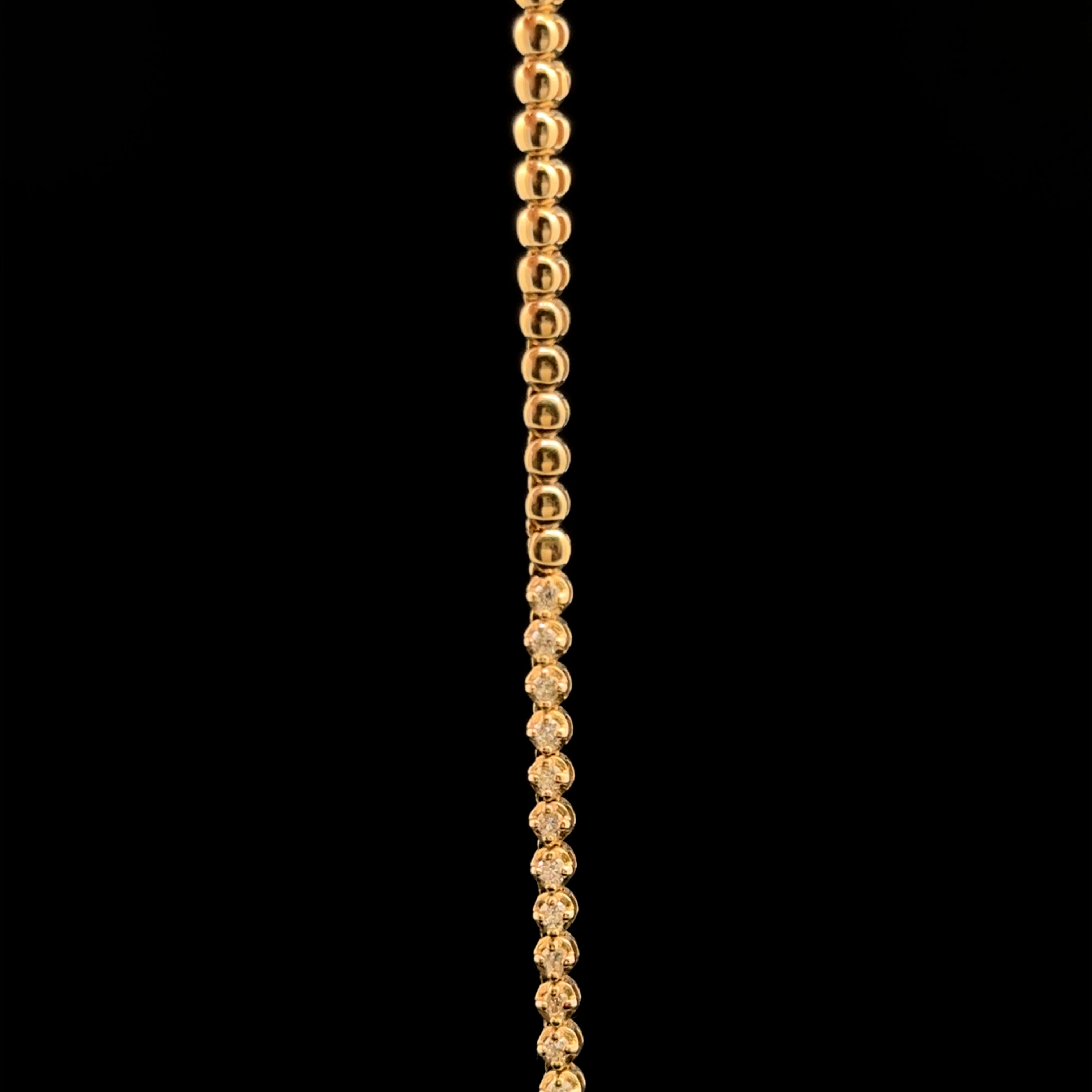 Half Diamond Yellow Gold Tennis Necklace 16.5L