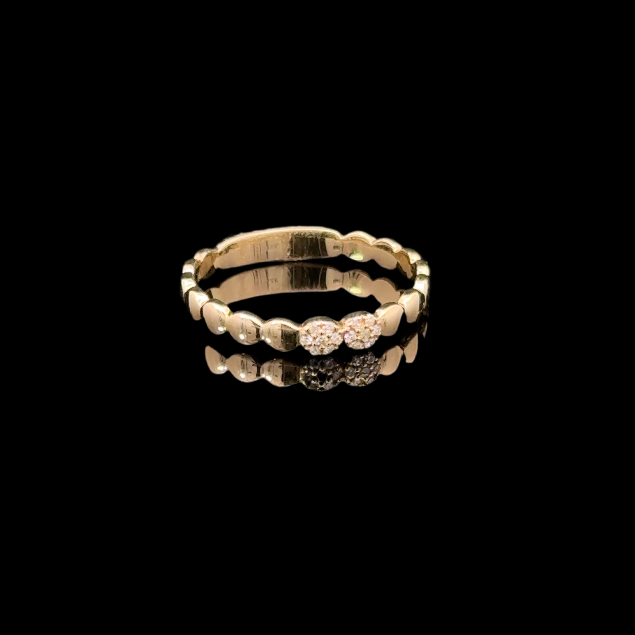Organic Shape Pavé Diamond Yellow Gold Ring