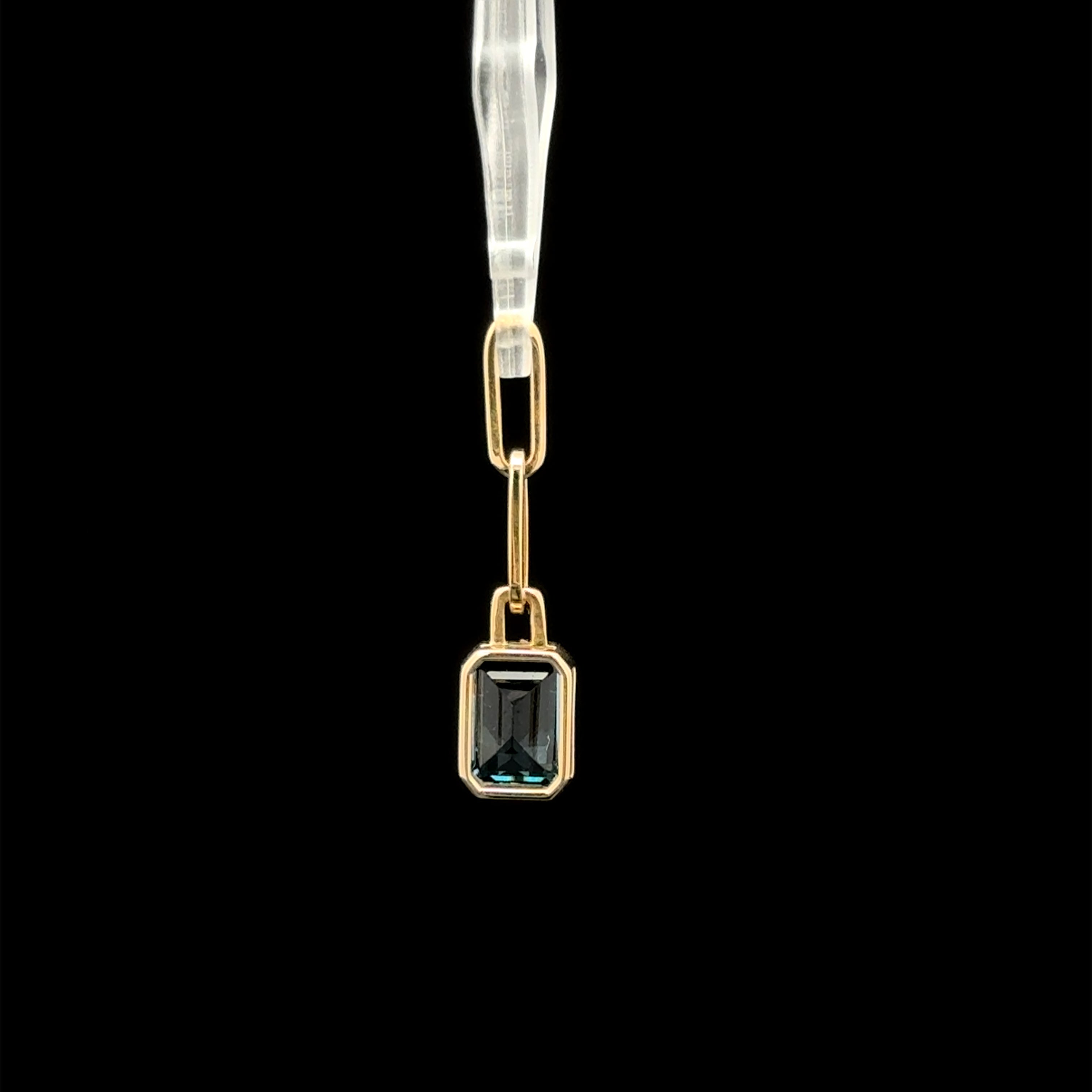 Emerald Cut Blue Topaz Bezel Charm