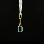 Emerald Cut Blue Topaz Bezel Charm
