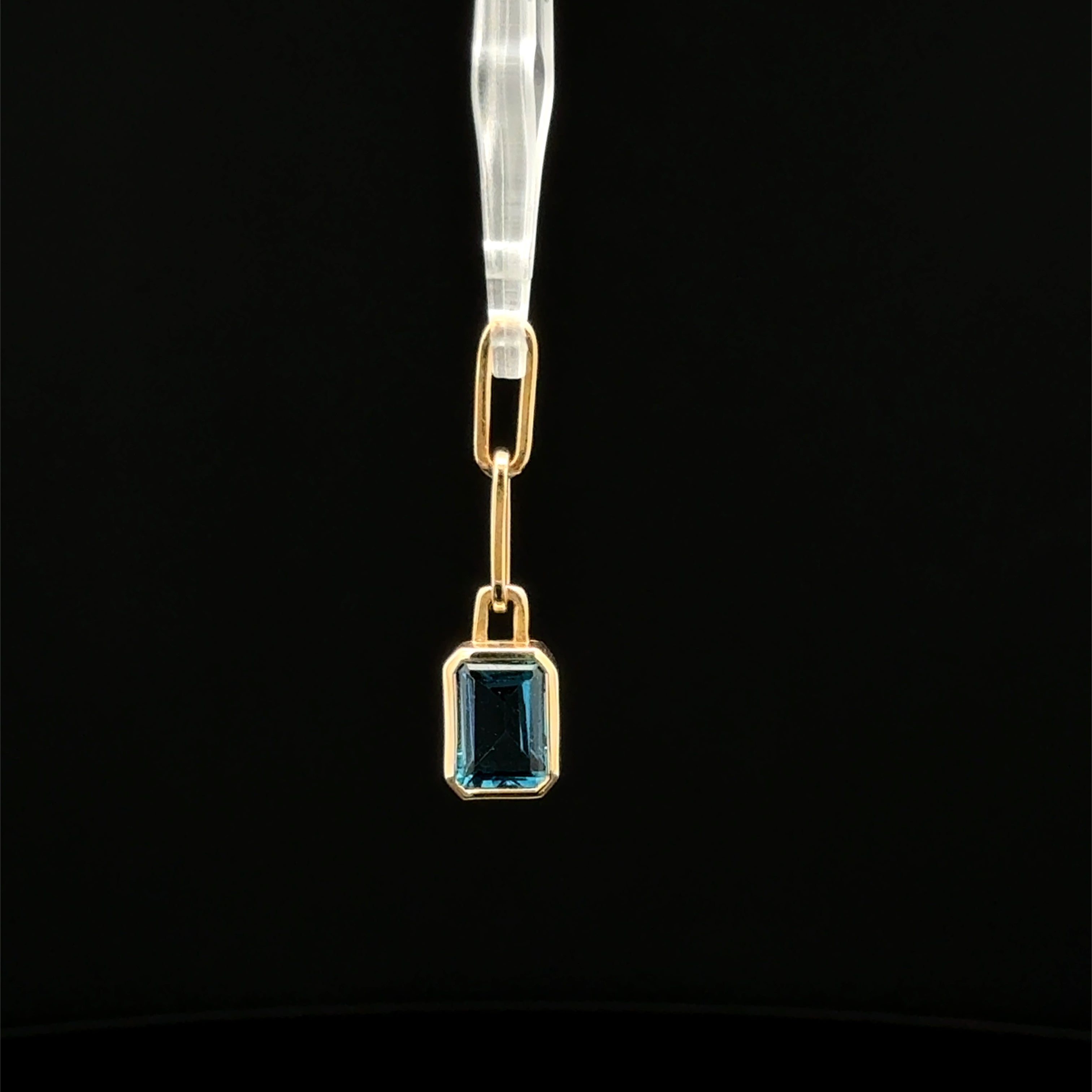 Emerald Cut Blue Topaz Bezel Charm