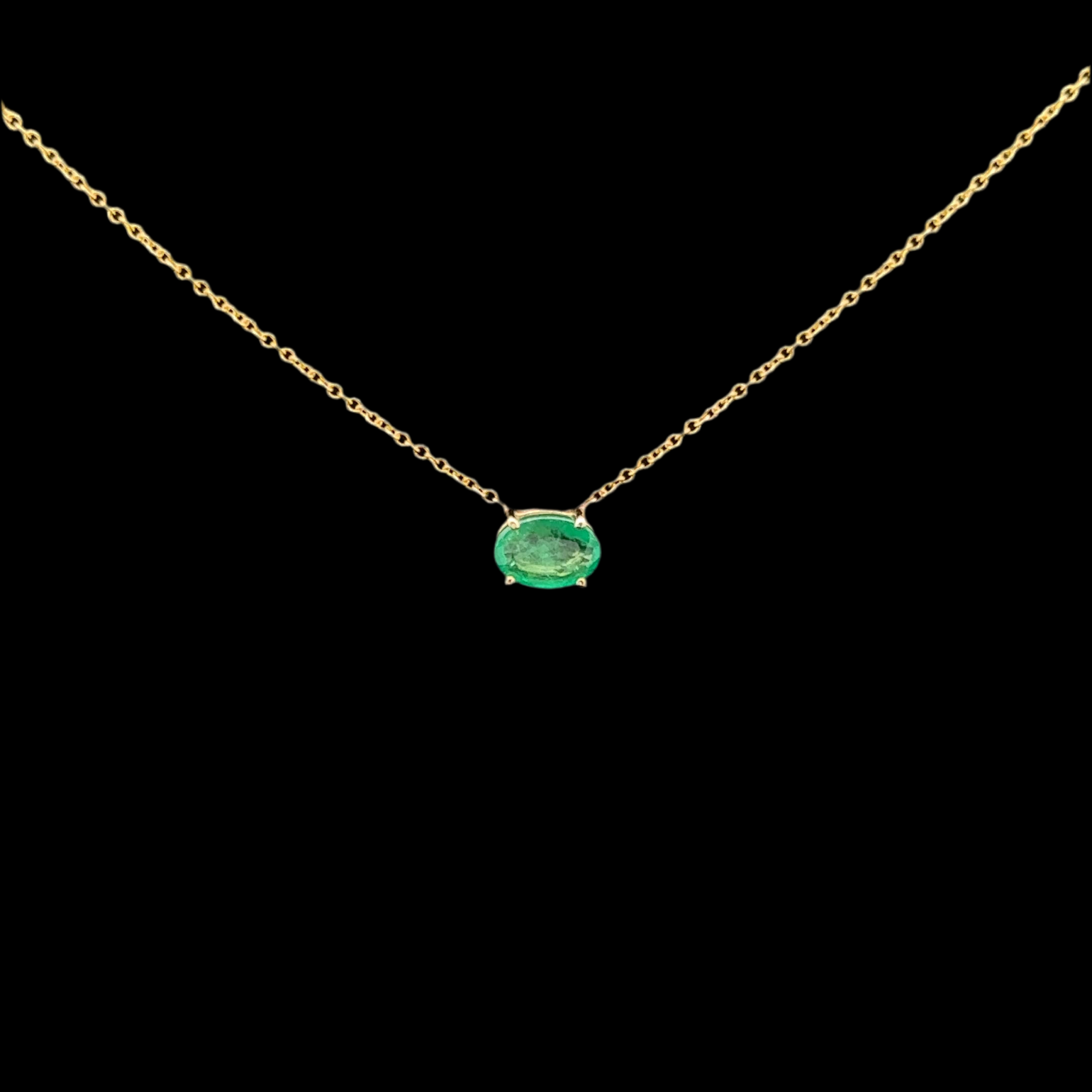 Solitary Oval Emerald Yellow Gold Pendant
