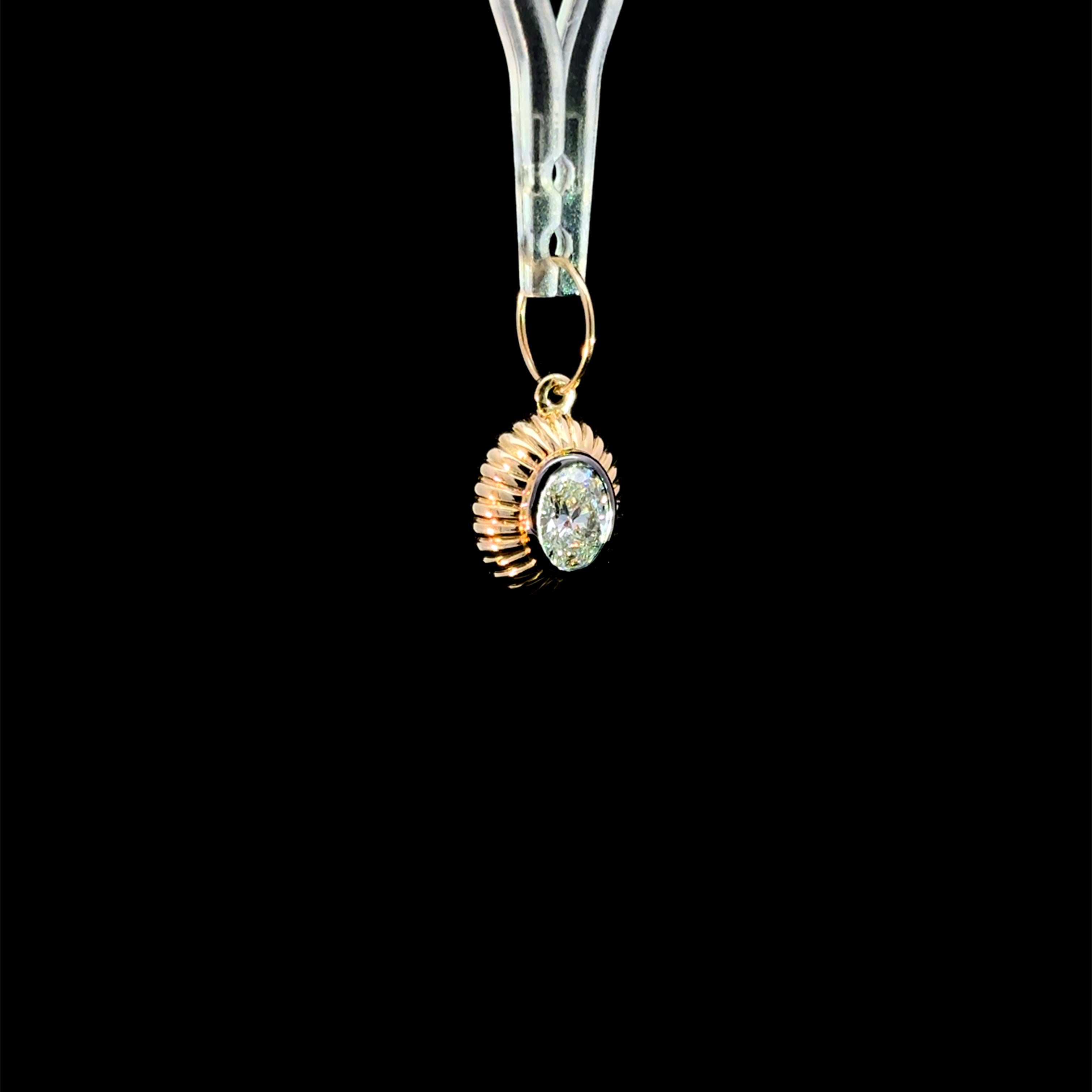 Fluted Oval Cut Diamond Charm