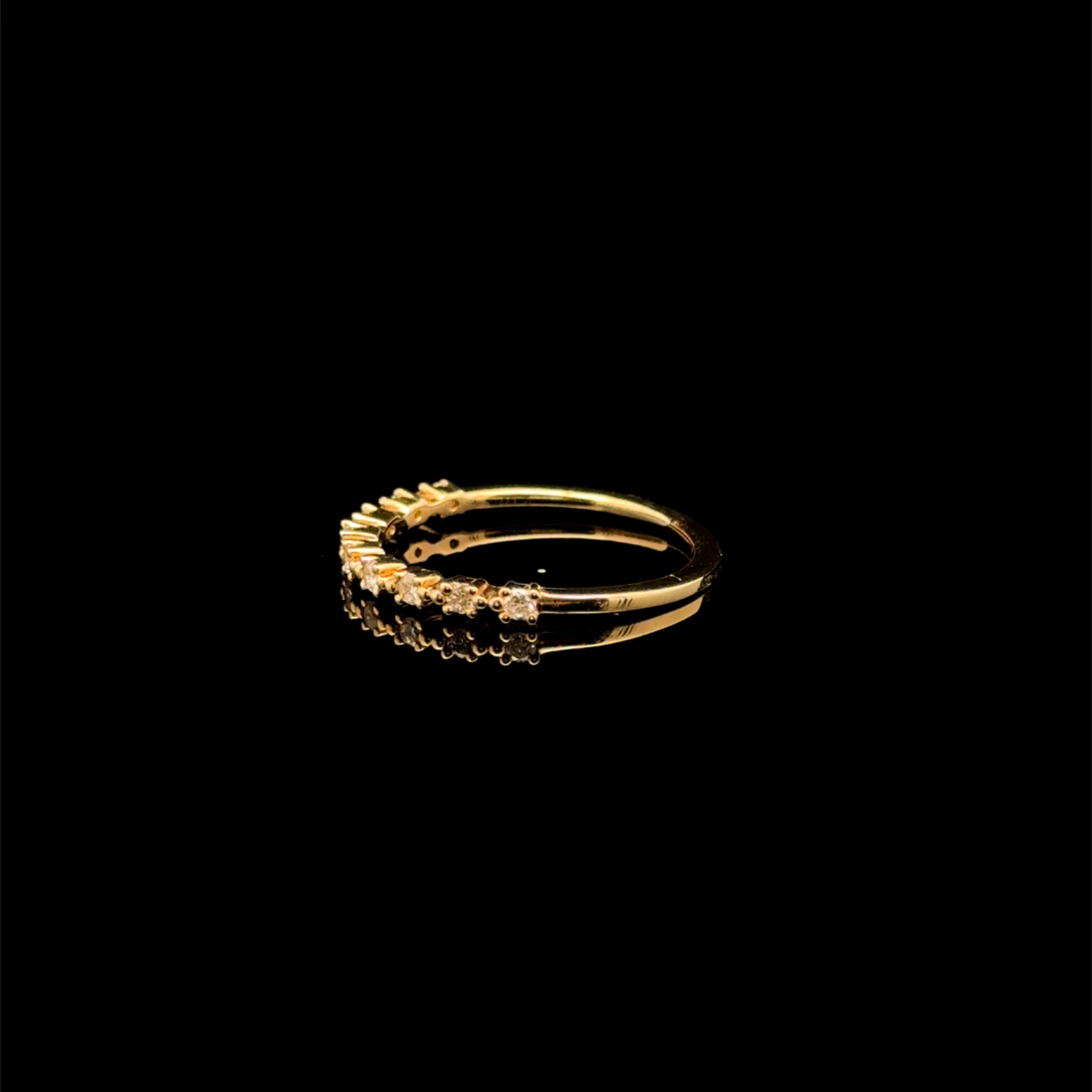 Diamond Square Prong Yellow Gold Ring