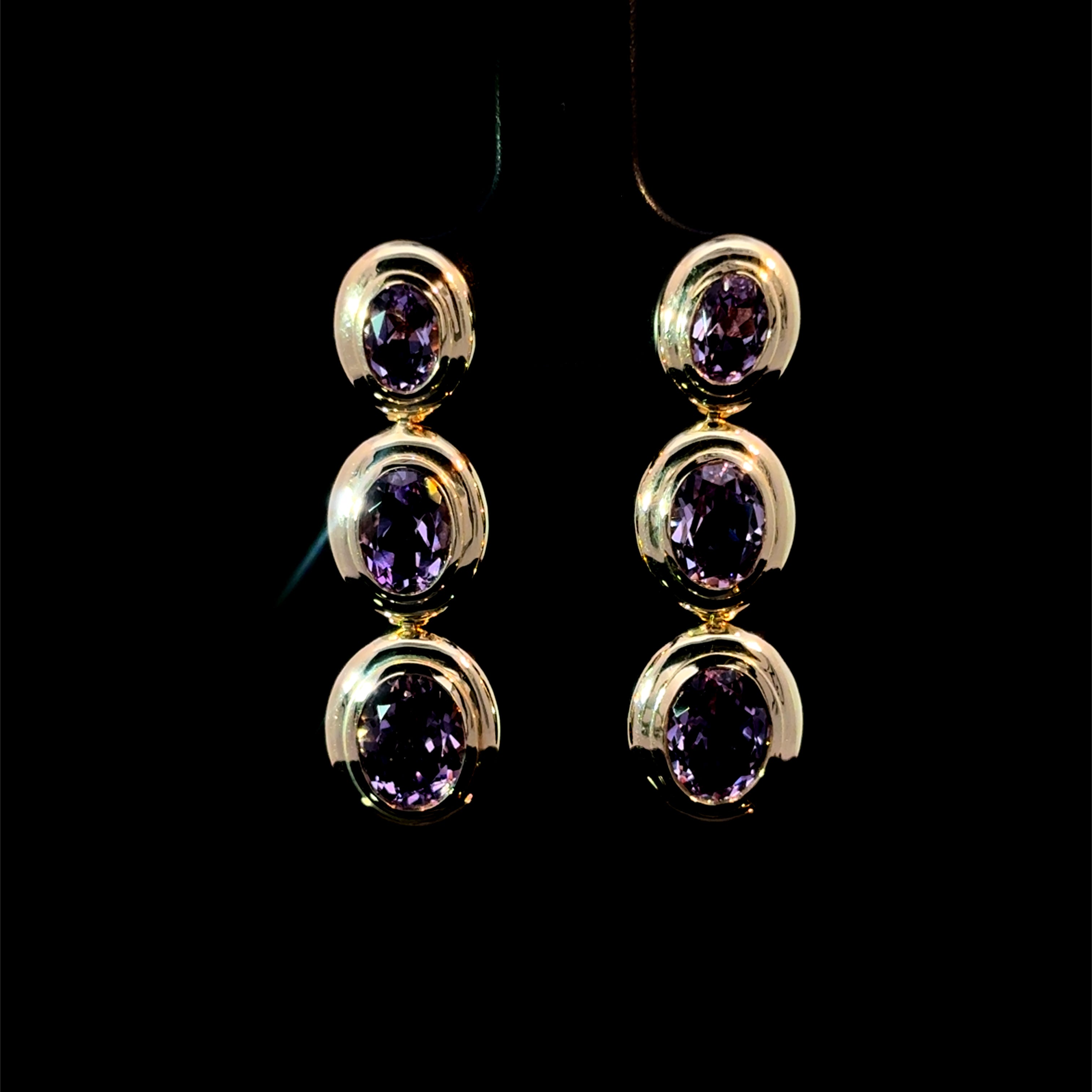 Graduated Oval Amethyst Earrings
