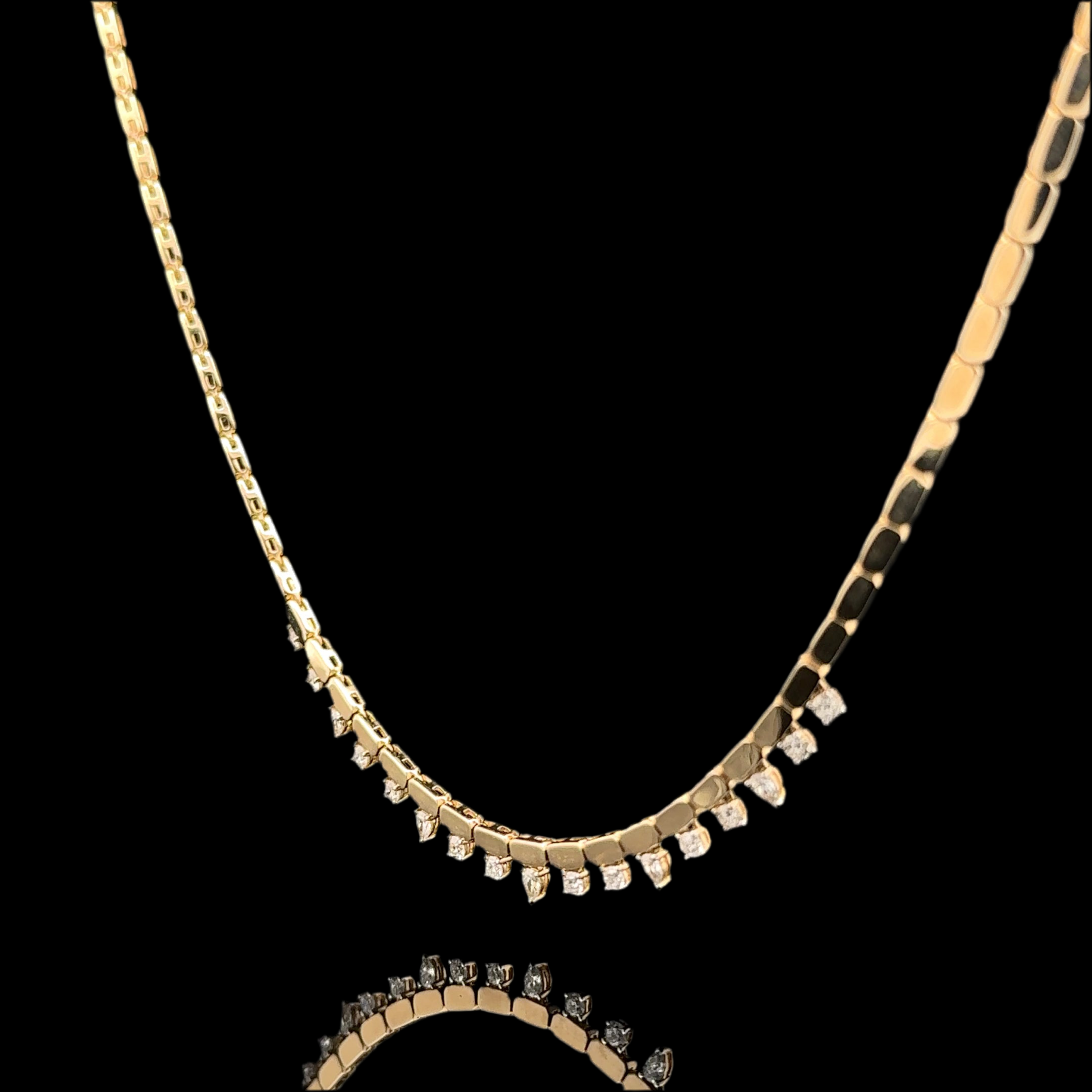 Multi Shape Yellow Gold Mirror Linked Necklace