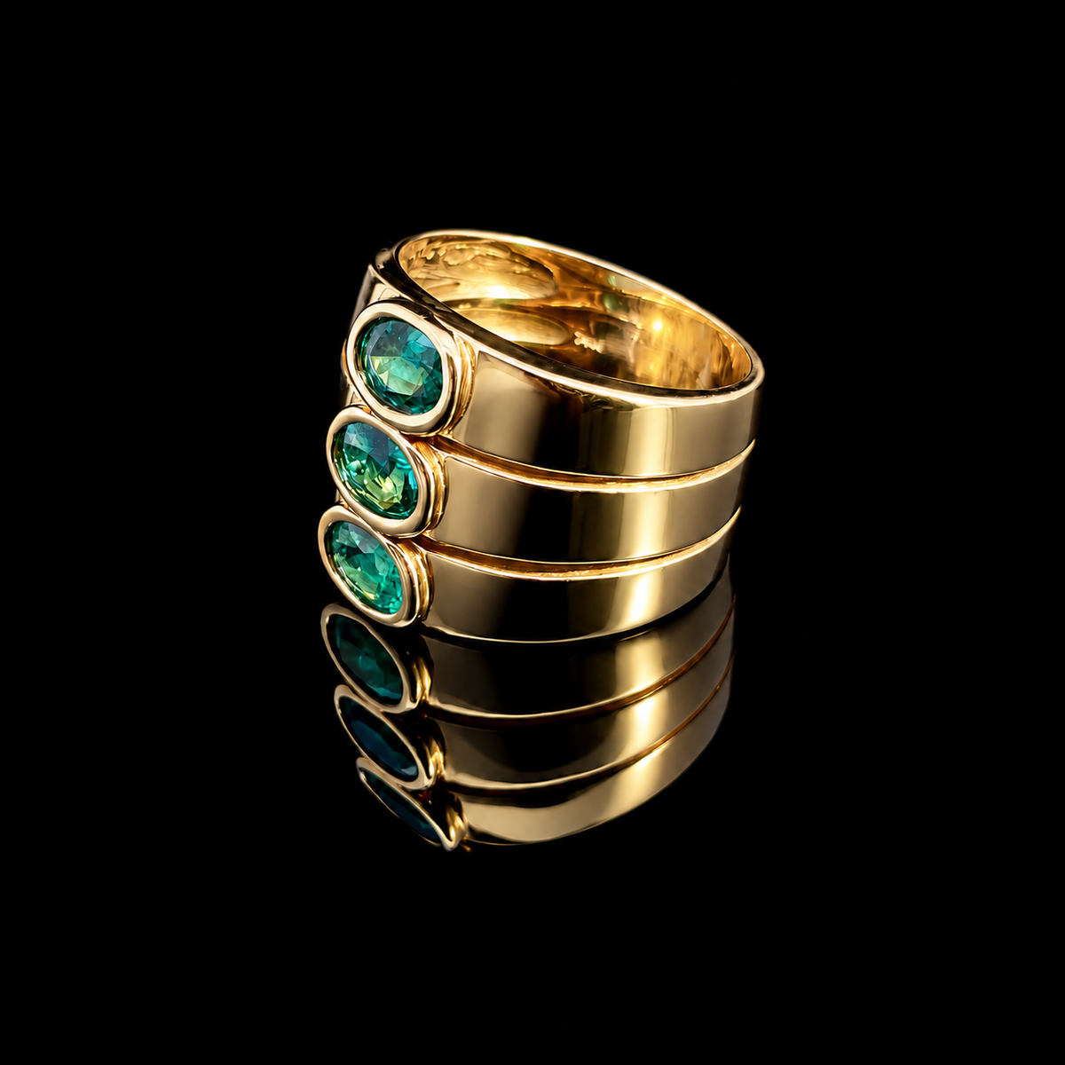 Emerald Cascade Rings